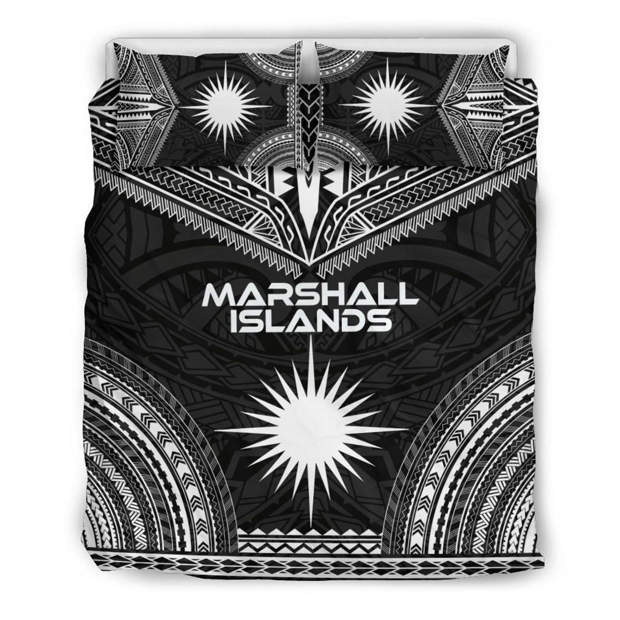 Marshall Islands Polynesian Chief Duvet Cover Set - Black Version 1