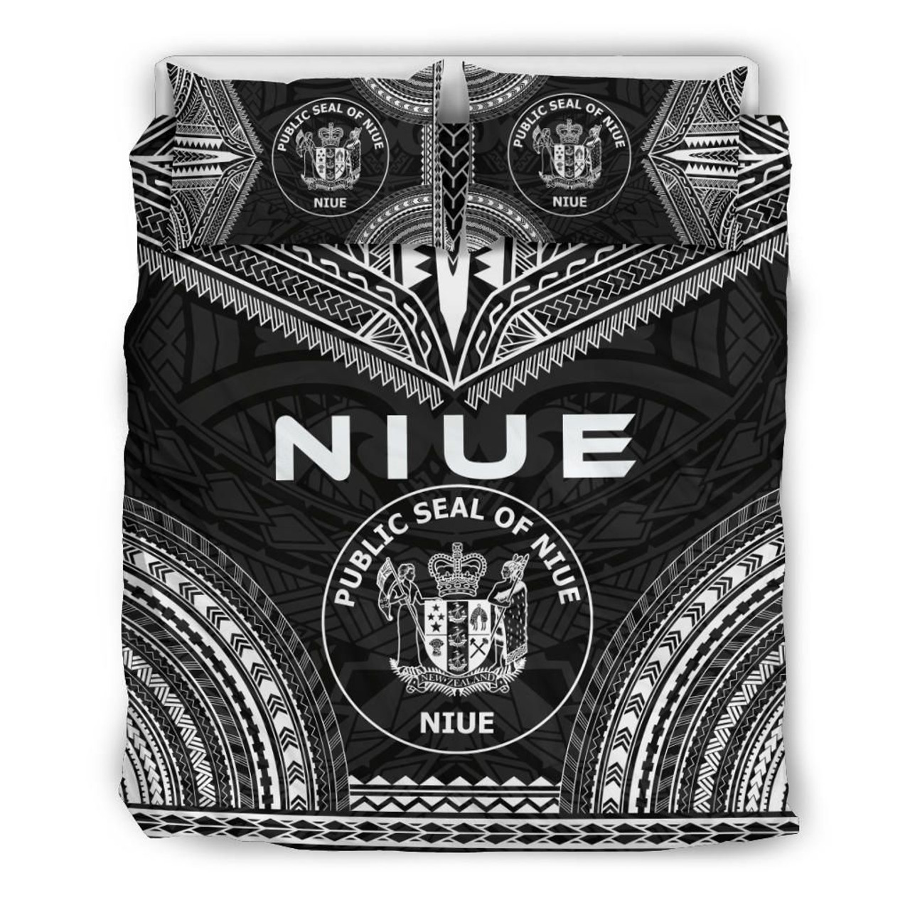 Niue Polynesian Chief Duvet Cover Set - Black Version 1