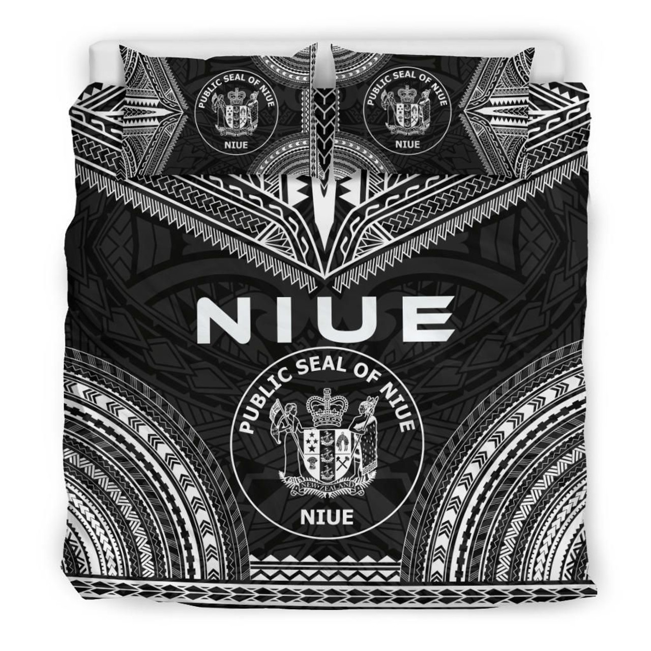 Niue Polynesian Chief Duvet Cover Set - Black Version 3