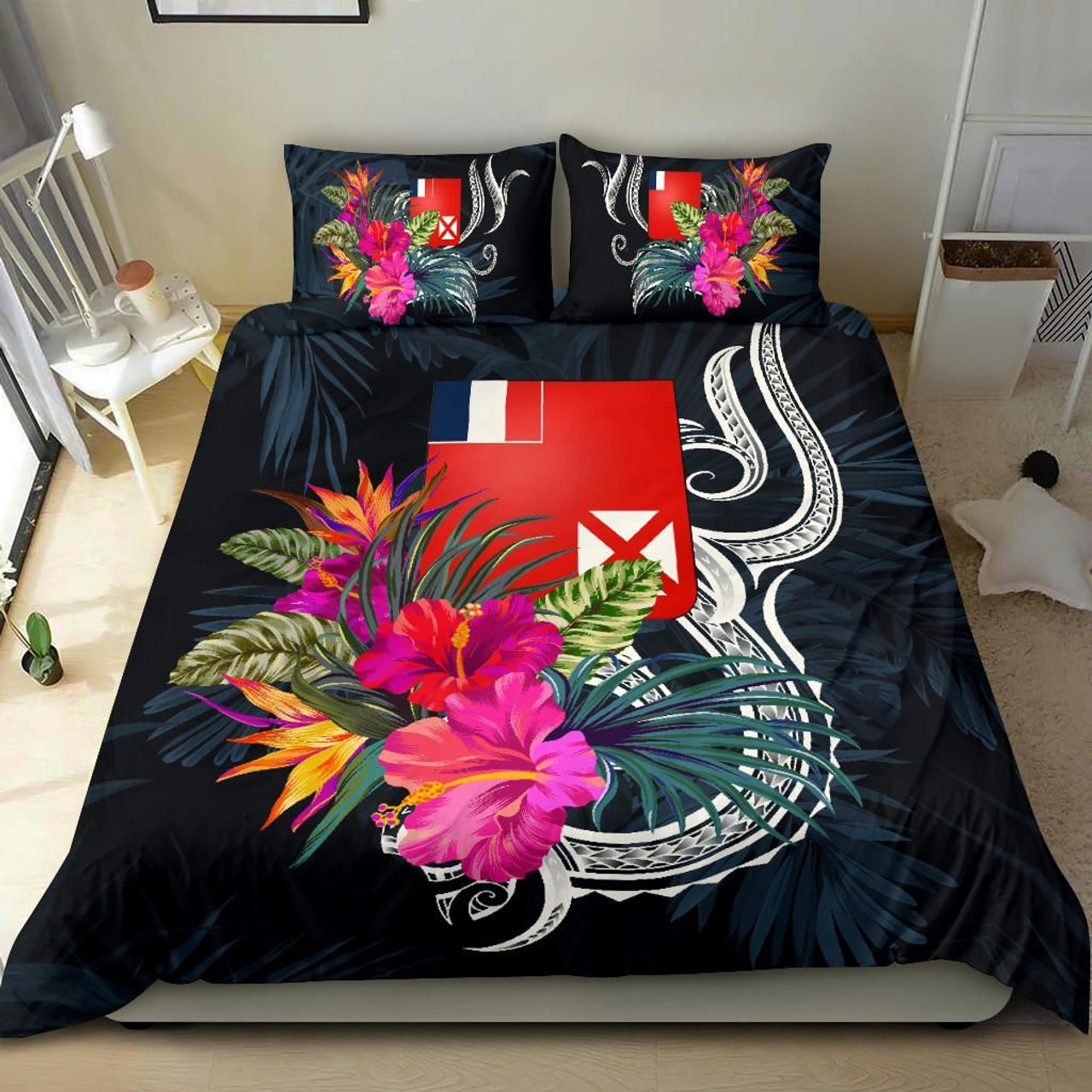 Polynesian Bedding Set - Wallis And Futuna Duvet Cover Set Tropical Flowers 1