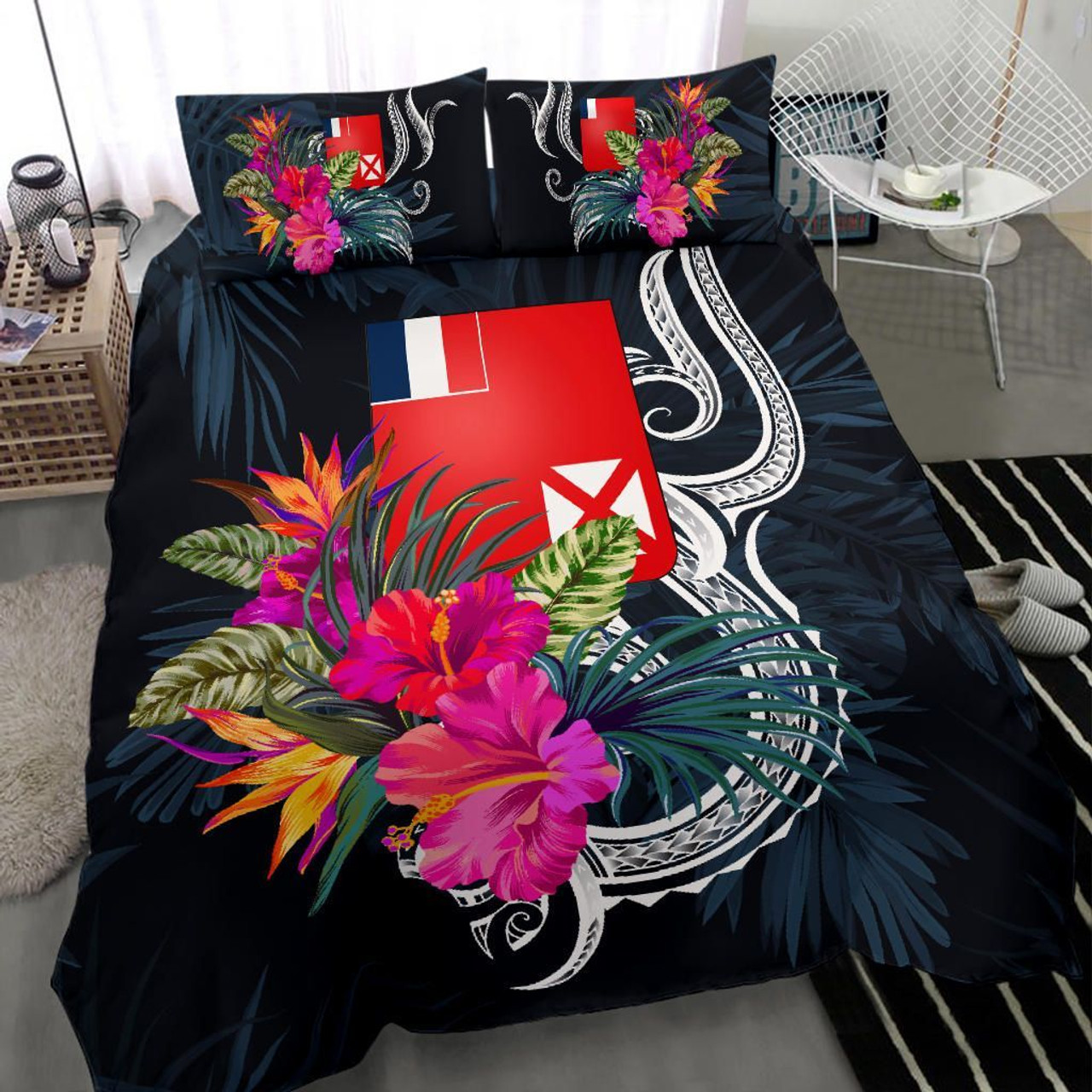Polynesian Bedding Set - Wallis And Futuna Duvet Cover Set Tropical Flowers 3