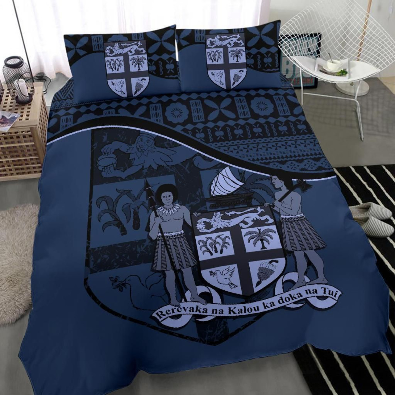 Tuvalu Duvet Cover Set - Coat Of Arms & Flag Blue 6