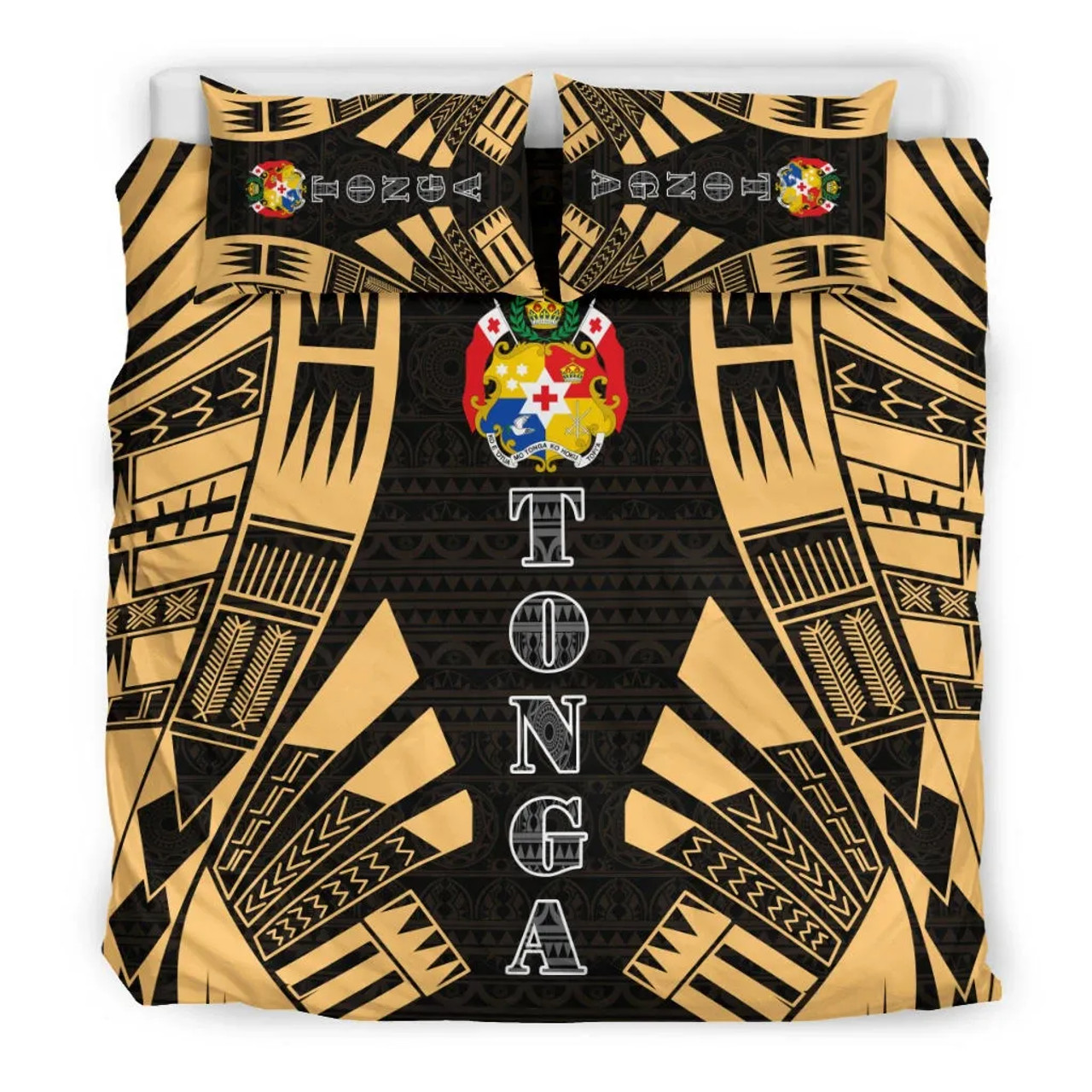 Tonga Duvet Cover Set - Polynesian Tattoo Gold 1