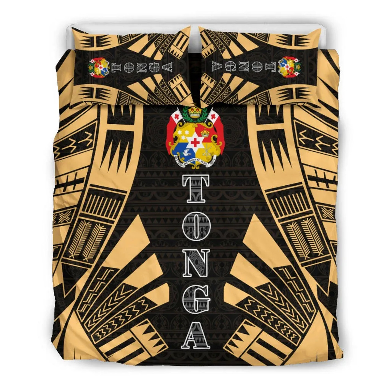 Tonga Duvet Cover Set - Polynesian Tattoo Gold 2