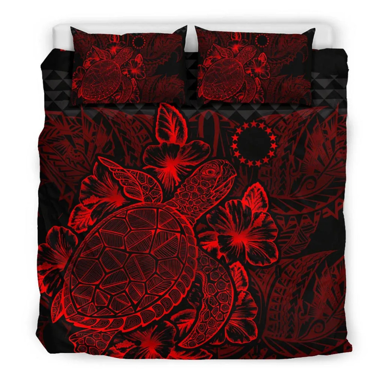Polynesian Bedding Set - Cook Islands Duvet Cover Set Red Color 1