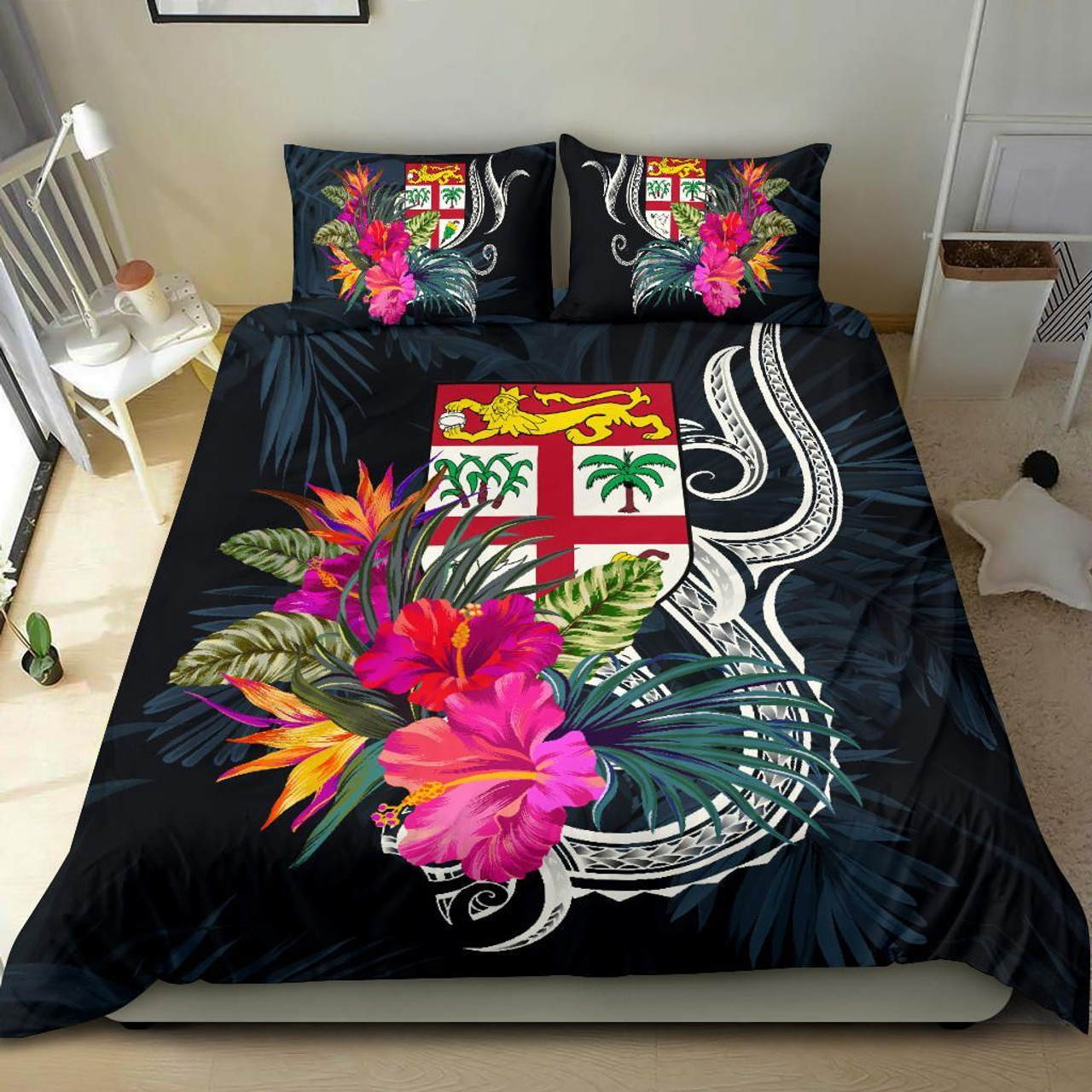 Polynesian Bedding Set - Fiji Duvet Cover Set Tropical Flowers 1