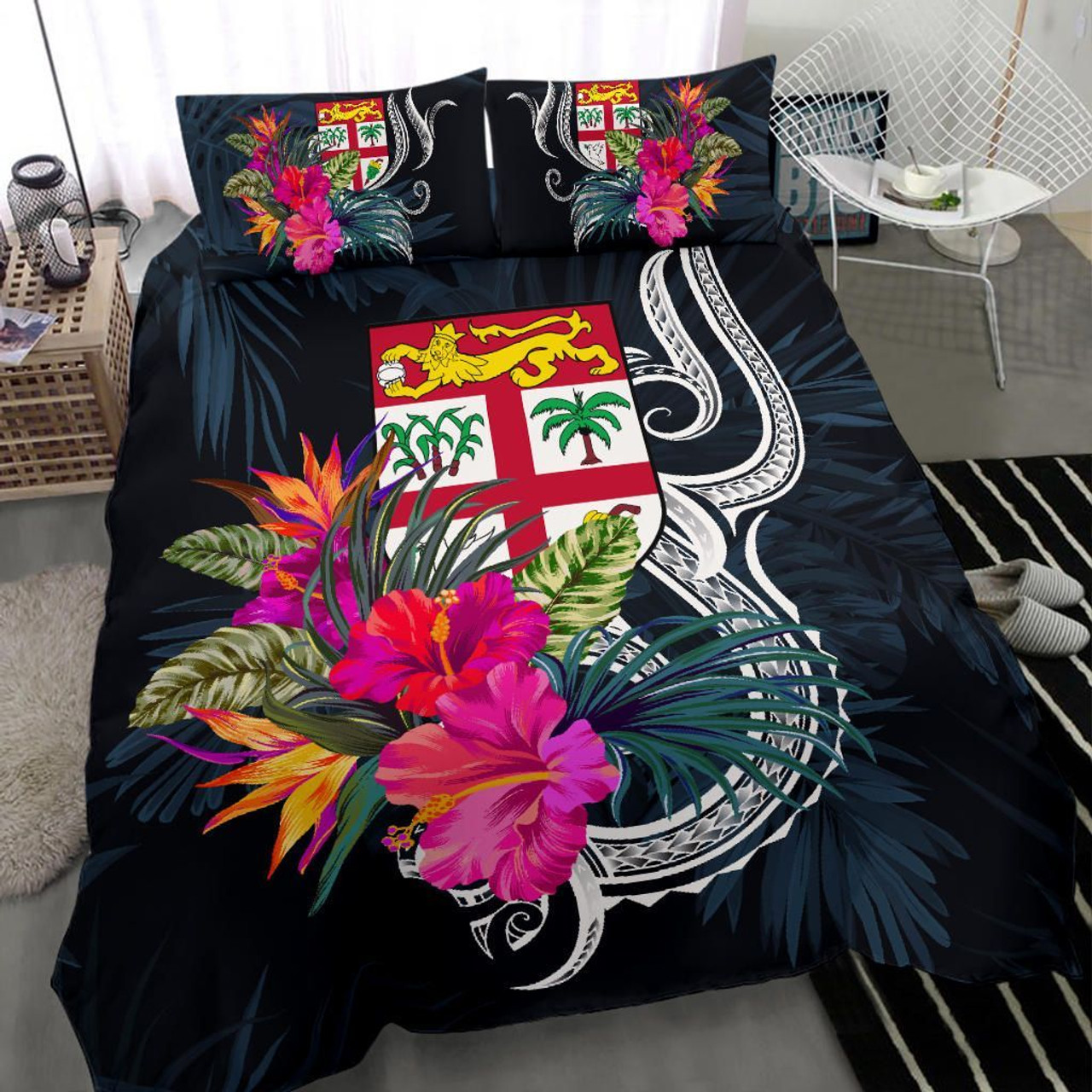 Polynesian Bedding Set - Fiji Duvet Cover Set Tropical Flowers 3
