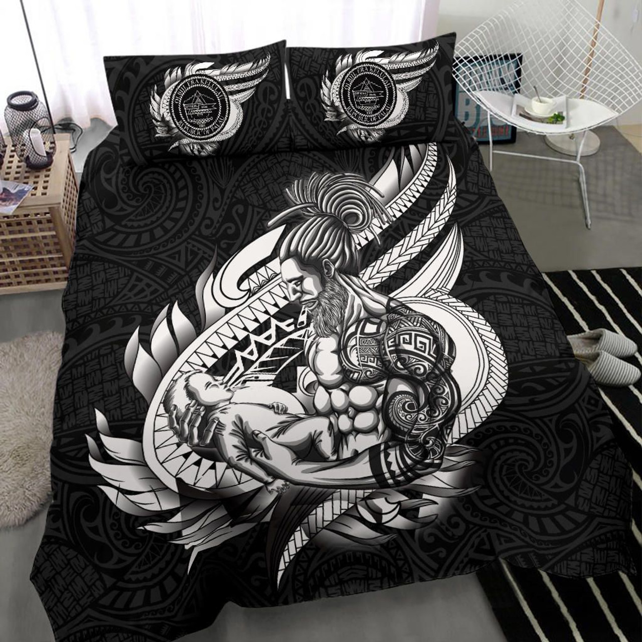 Polynesian Bedding Set - Palau Duvet Cover Set Father And Son Black 1