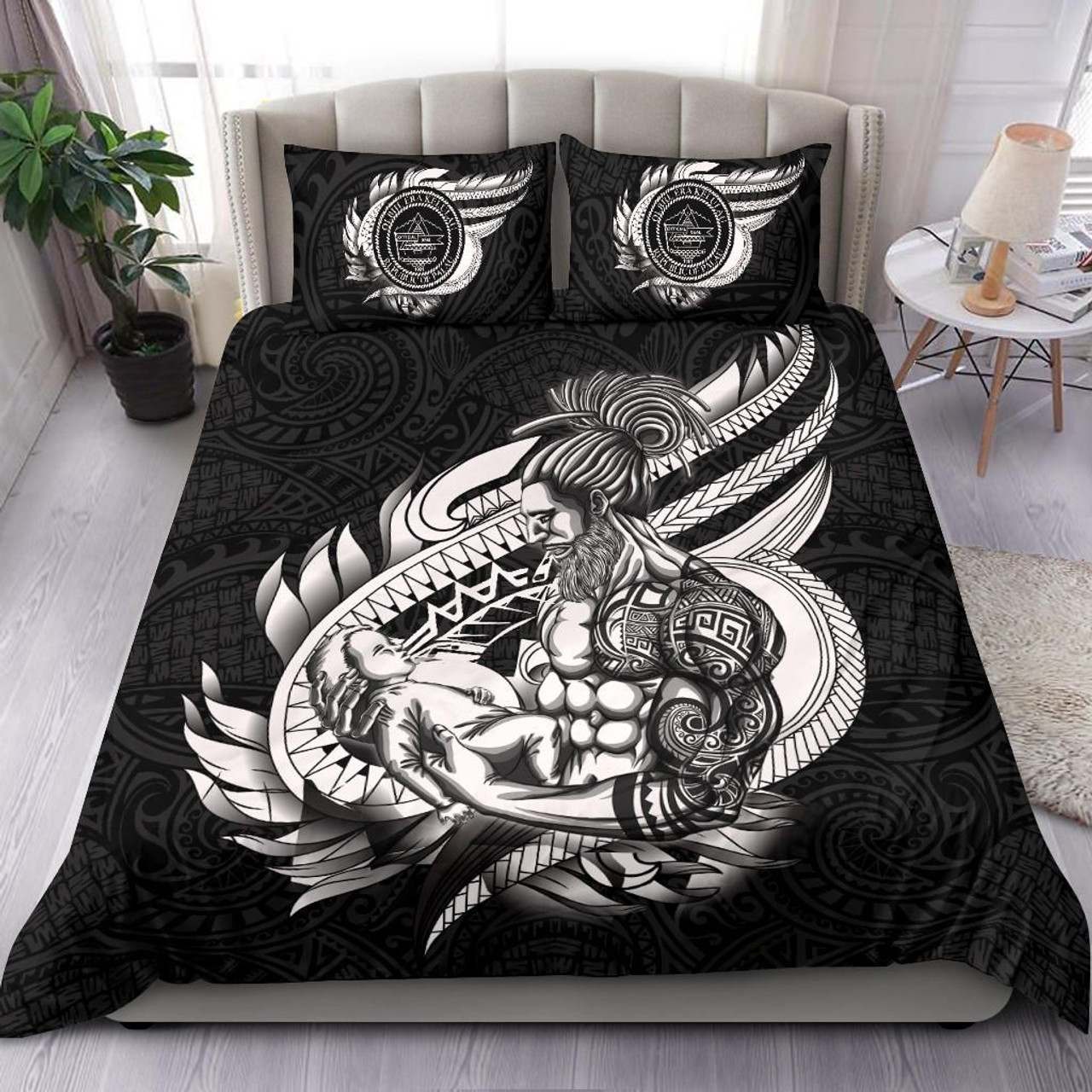 Polynesian Bedding Set - Guam Duvet Cover Set Map Black 6