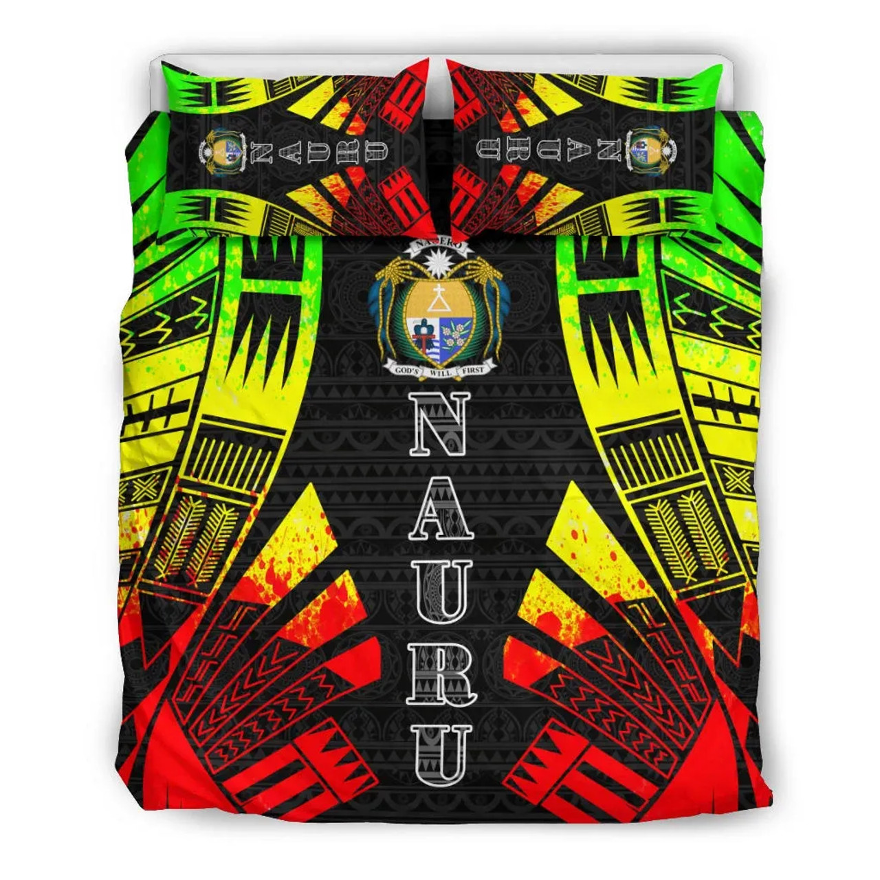 Nauru Duvet Cover Set - Polynesian Tattoo Reggae 2