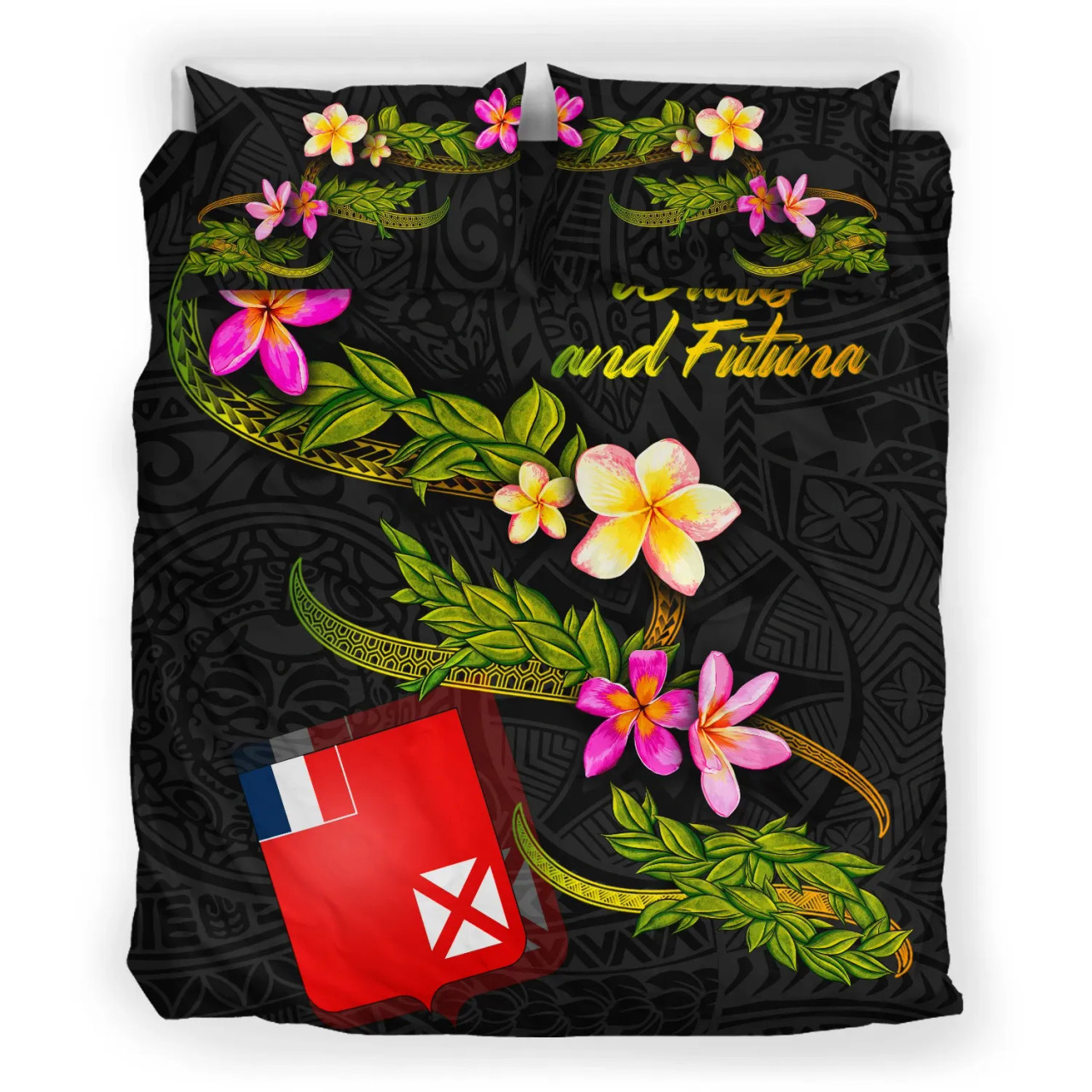 Wallis And Futuna Polynesian Bedding Set - Plumeria Tribal 3