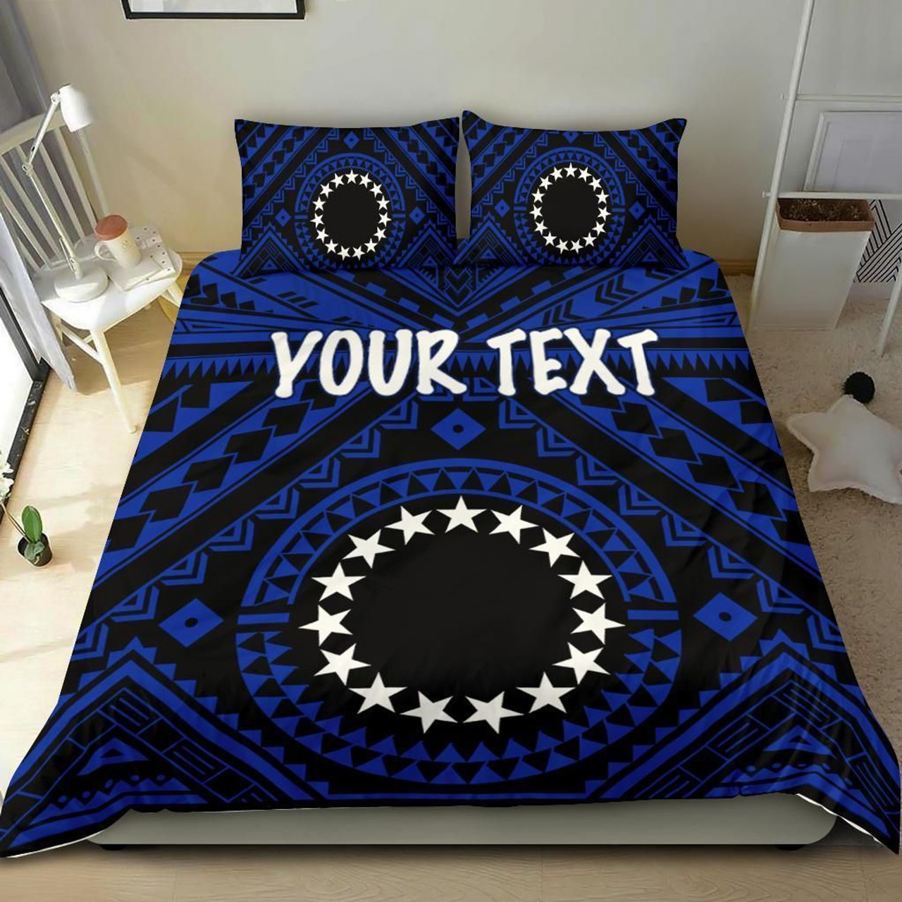 Cook Islands Personalised Bedding Set - Seal With Polynesian Tattoo Style ( Blue) 1