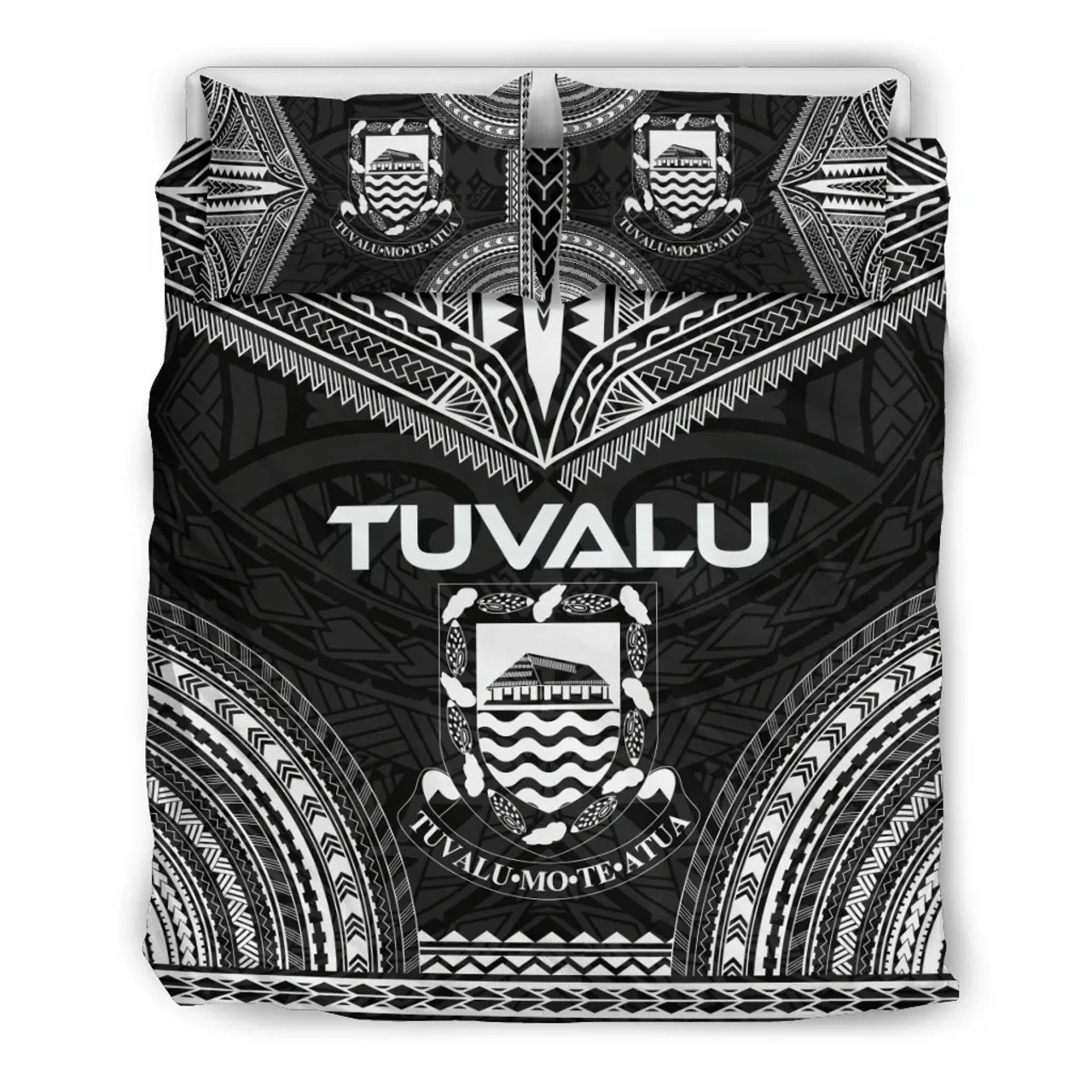Tuvalu Polynesian Chief Duvet Cover Set - Black Version 1
