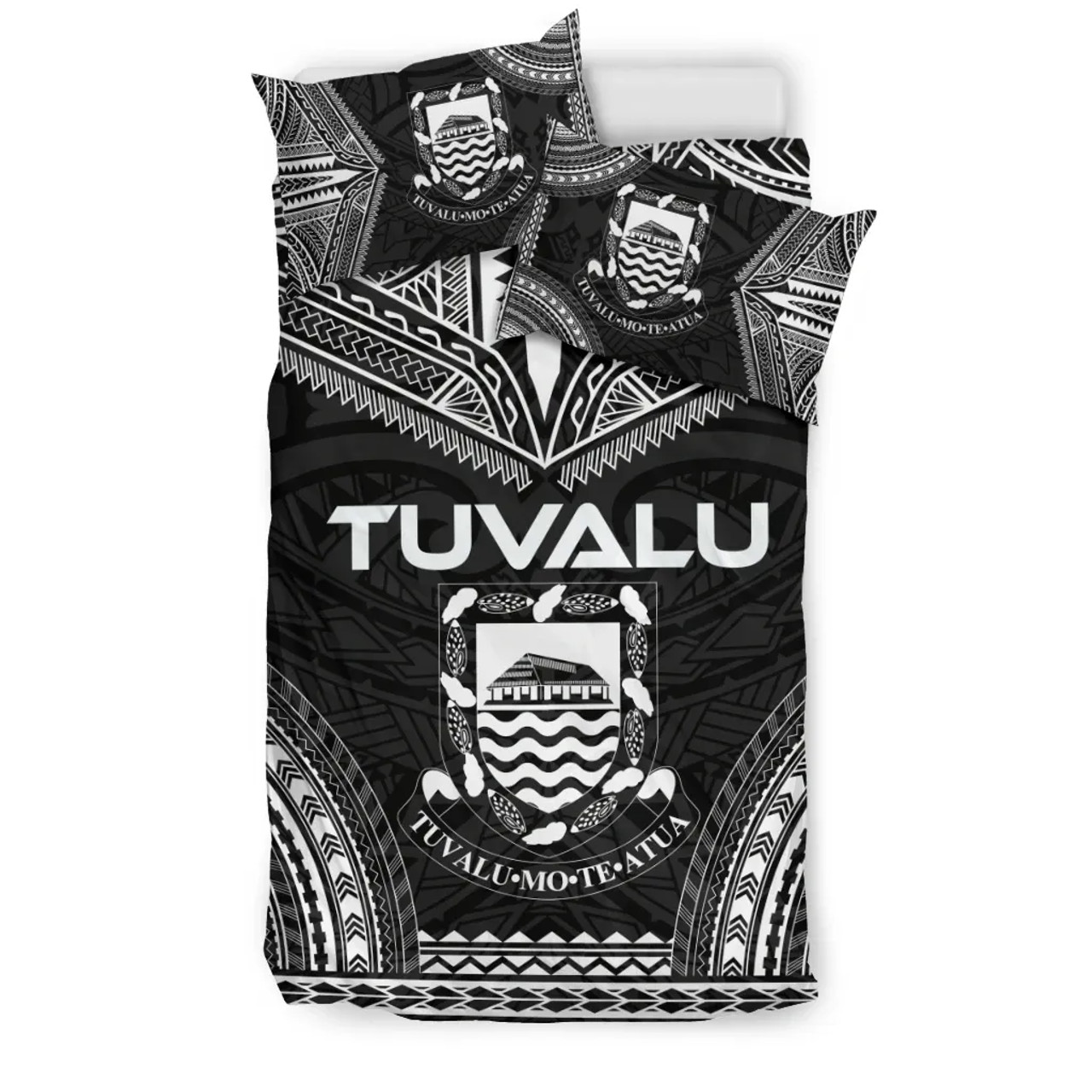 Tuvalu Polynesian Chief Duvet Cover Set - Black Version 2