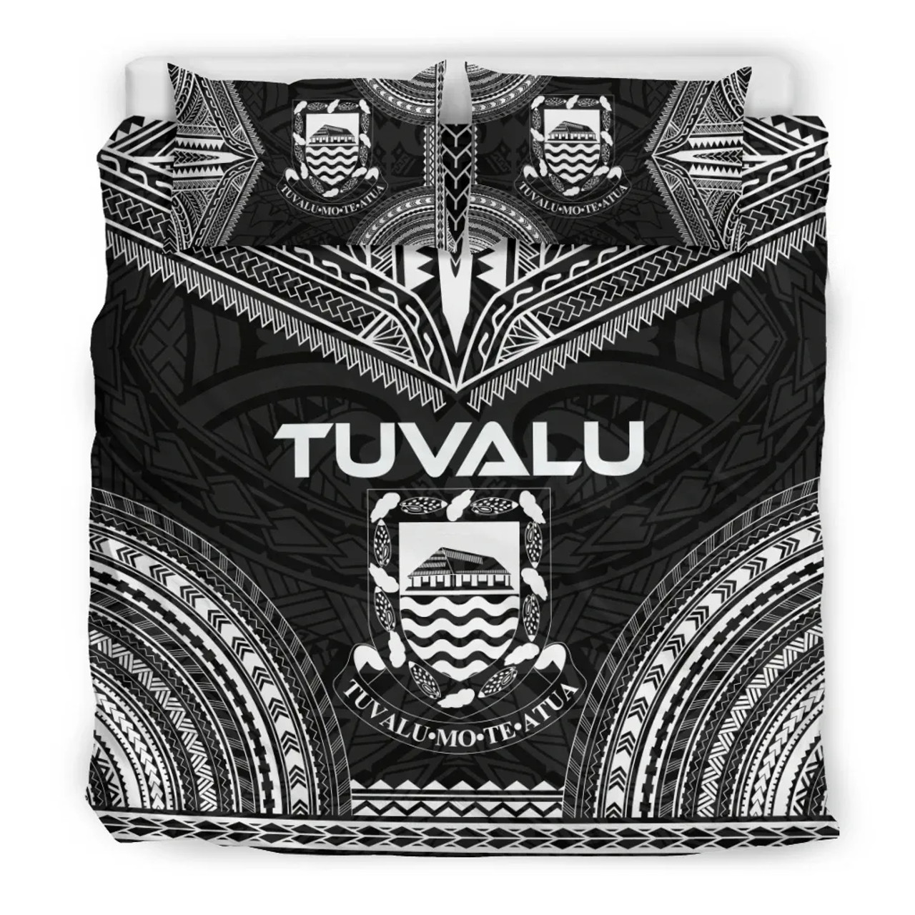 Tuvalu Polynesian Chief Duvet Cover Set - Black Version 3