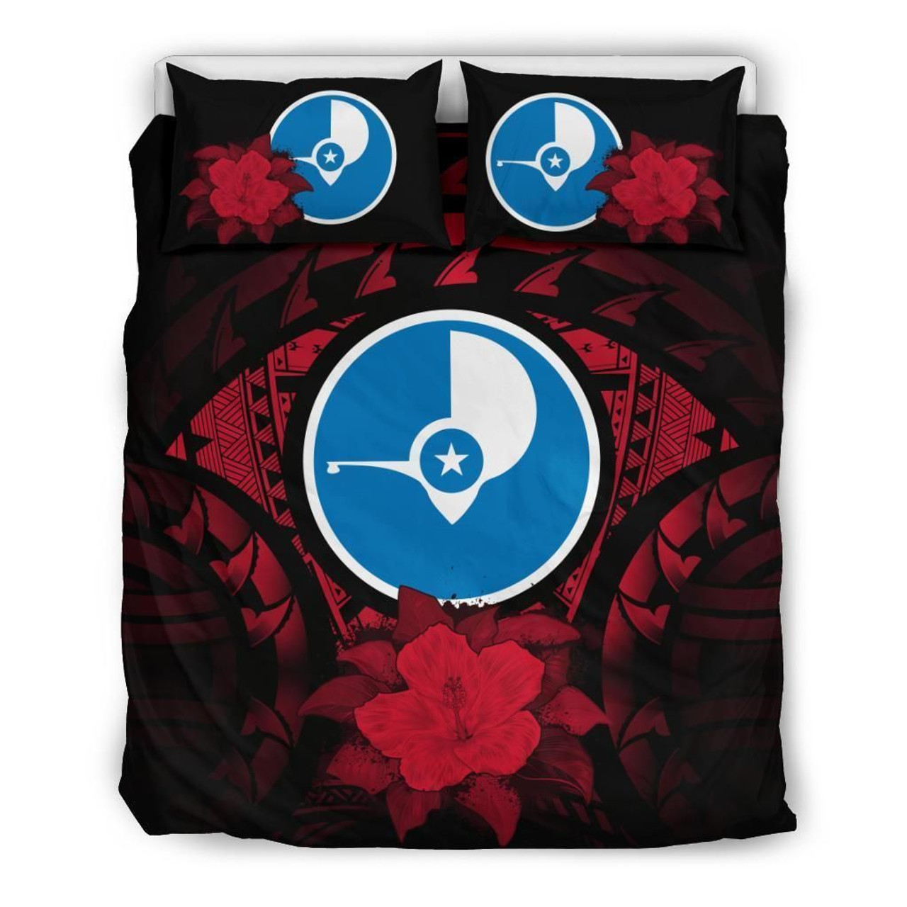 Yap Duvet Cover Set - Yap Flag & Red Hibiscus 2