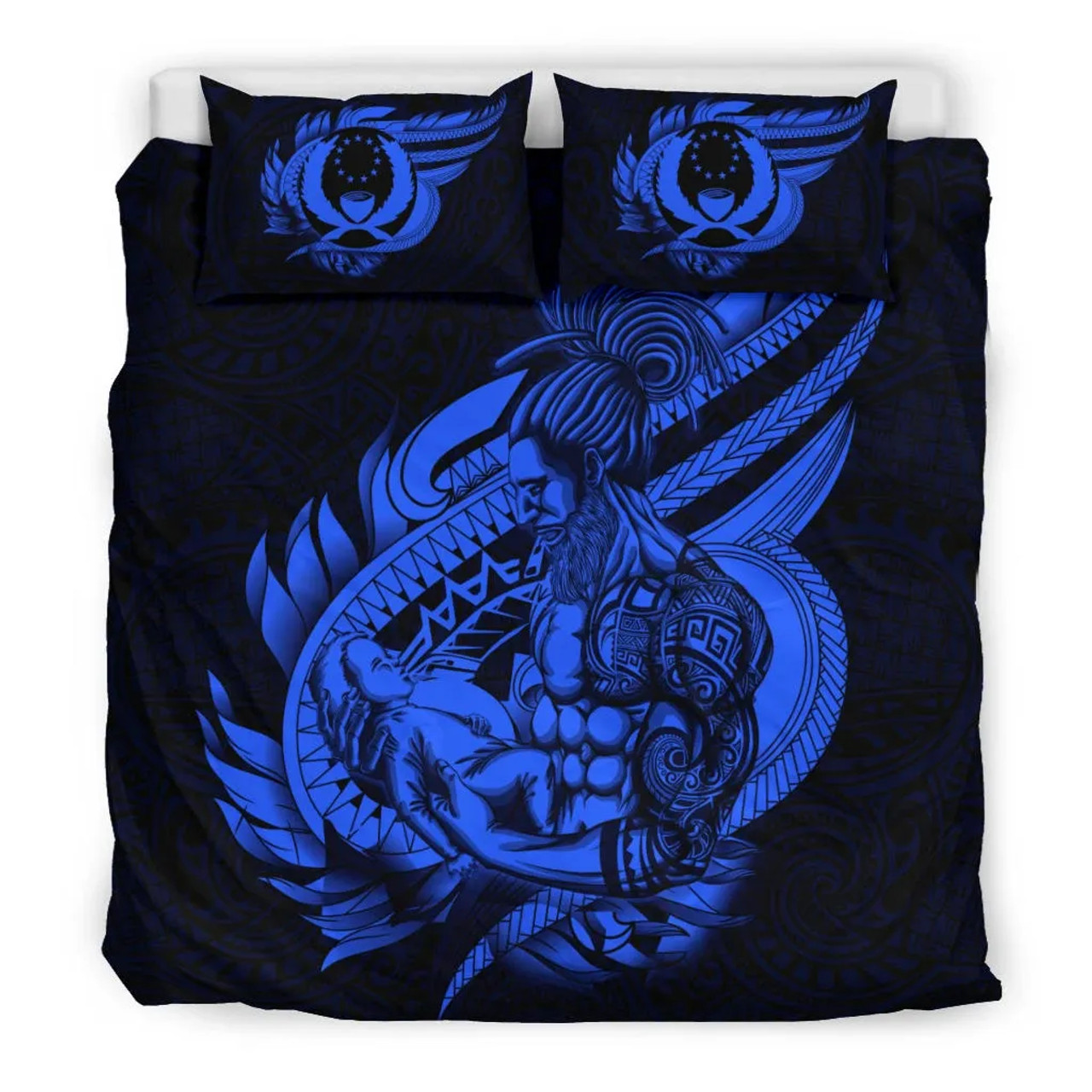 Polynesian Bedding Set - Pohnpei Duvet Cover Set Father And Son Blue 2