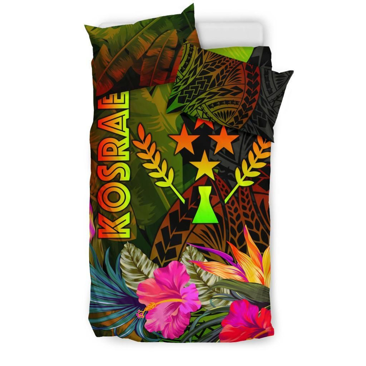 Kosrae Polynesian Bedding Set - Hibiscus And Banana Leaves 2