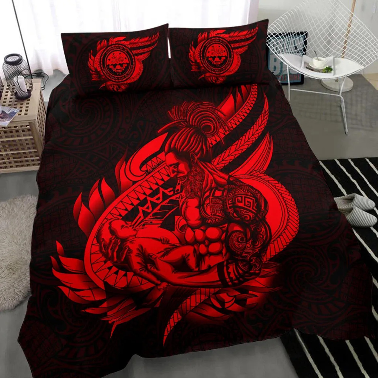 Polynesian Bedding Set - Federated States Of Micronesia Duvet Cover Set Father And Son Red 1