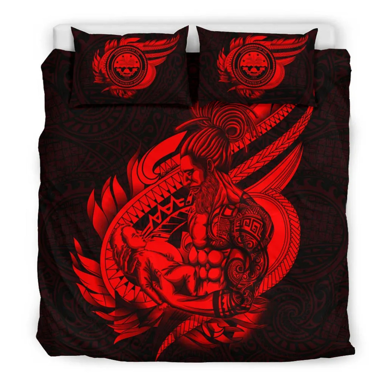 Polynesian Bedding Set - Federated States Of Micronesia Duvet Cover Set Father And Son Red 2