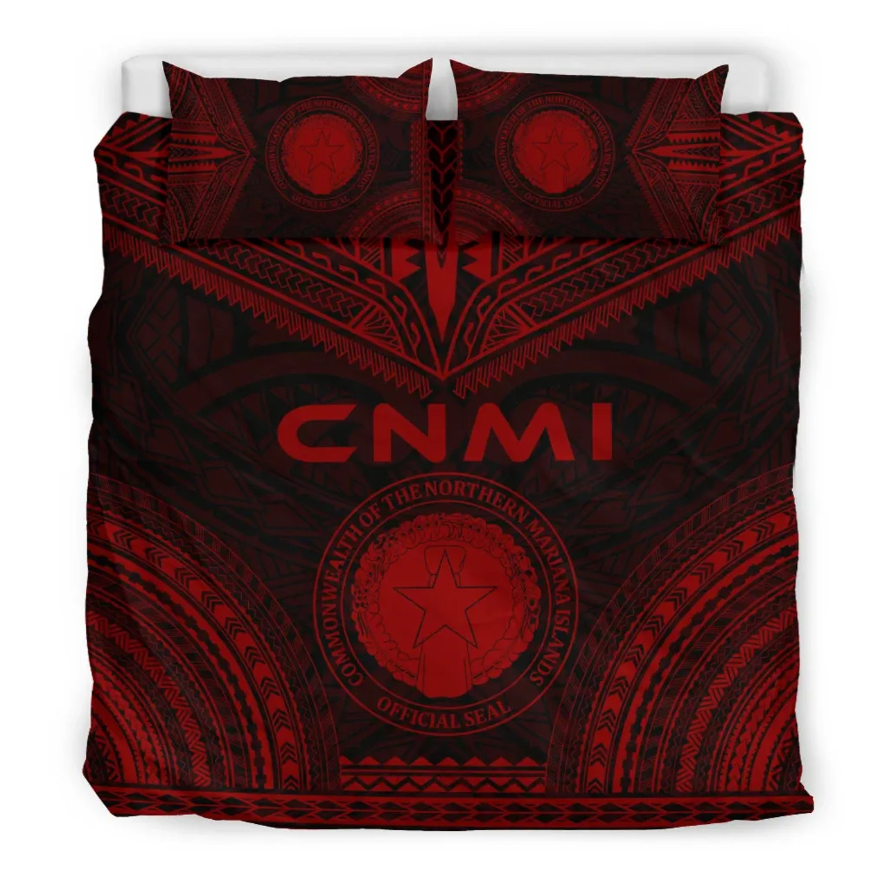 Northern Mariana Islands Polynesian Chief Duvet Cover Set - Red Version 3