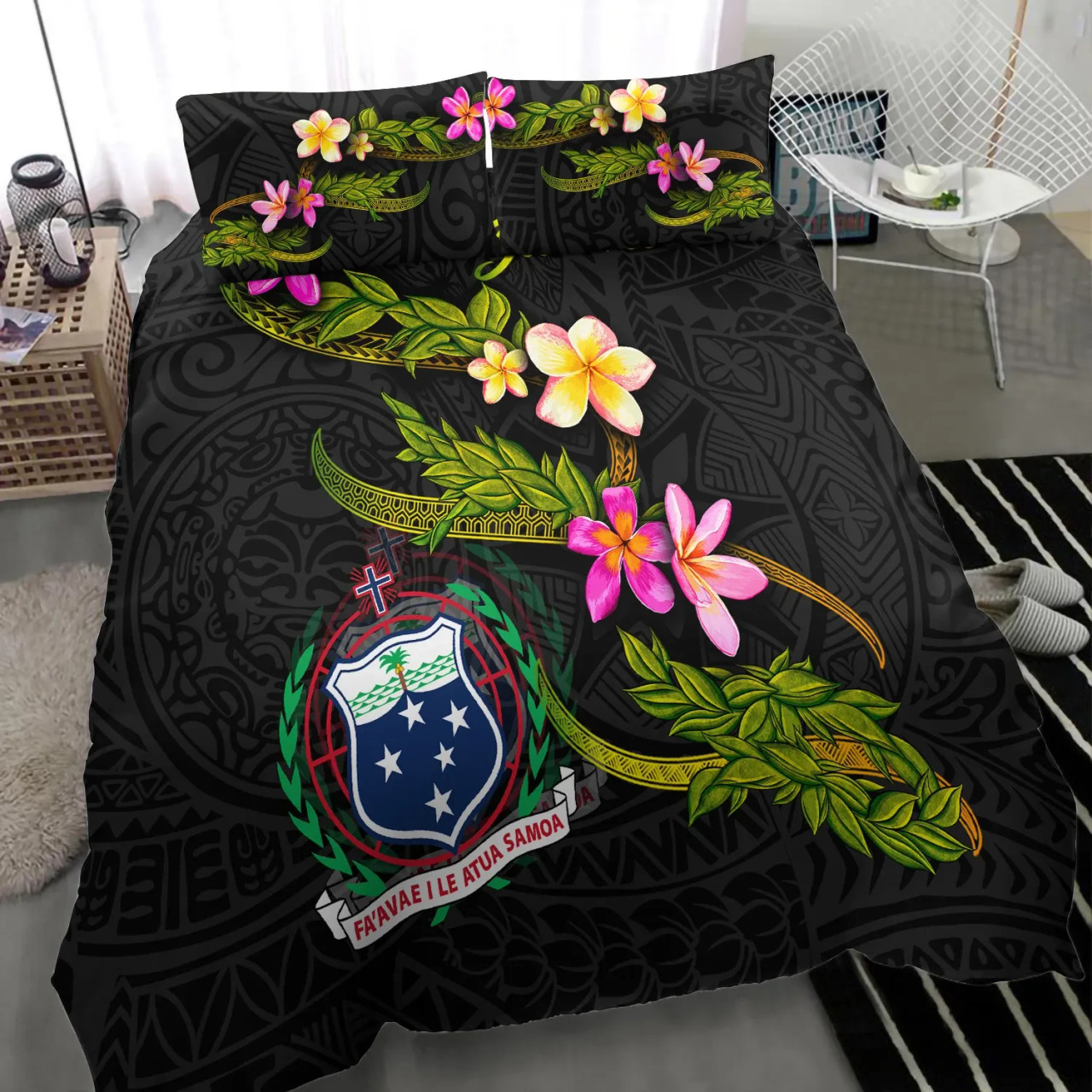 Polynesian Custom Personalised Bedding Set - New Caledonia Duvet Cover Set Floral With Seal Blue 6