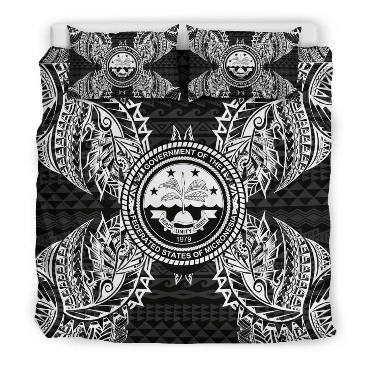 Polynesian Bedding Set - Federated States Of Micronesian Duvet Cover Set Map Black 3