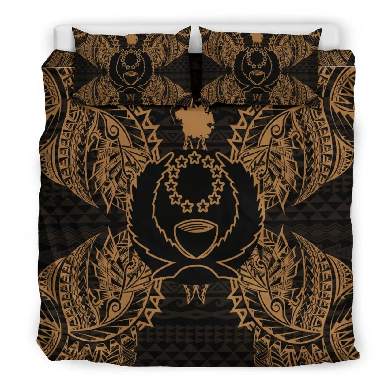 Polynesian Bedding Set - Pohnpei Duvet Cover Set Map Gold 3