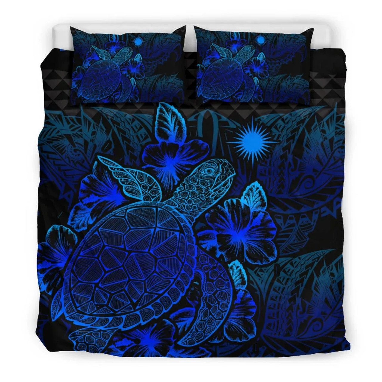 Polynesian Bedding Set - Marshall Islands Duvet Cover Set Blue Color 1