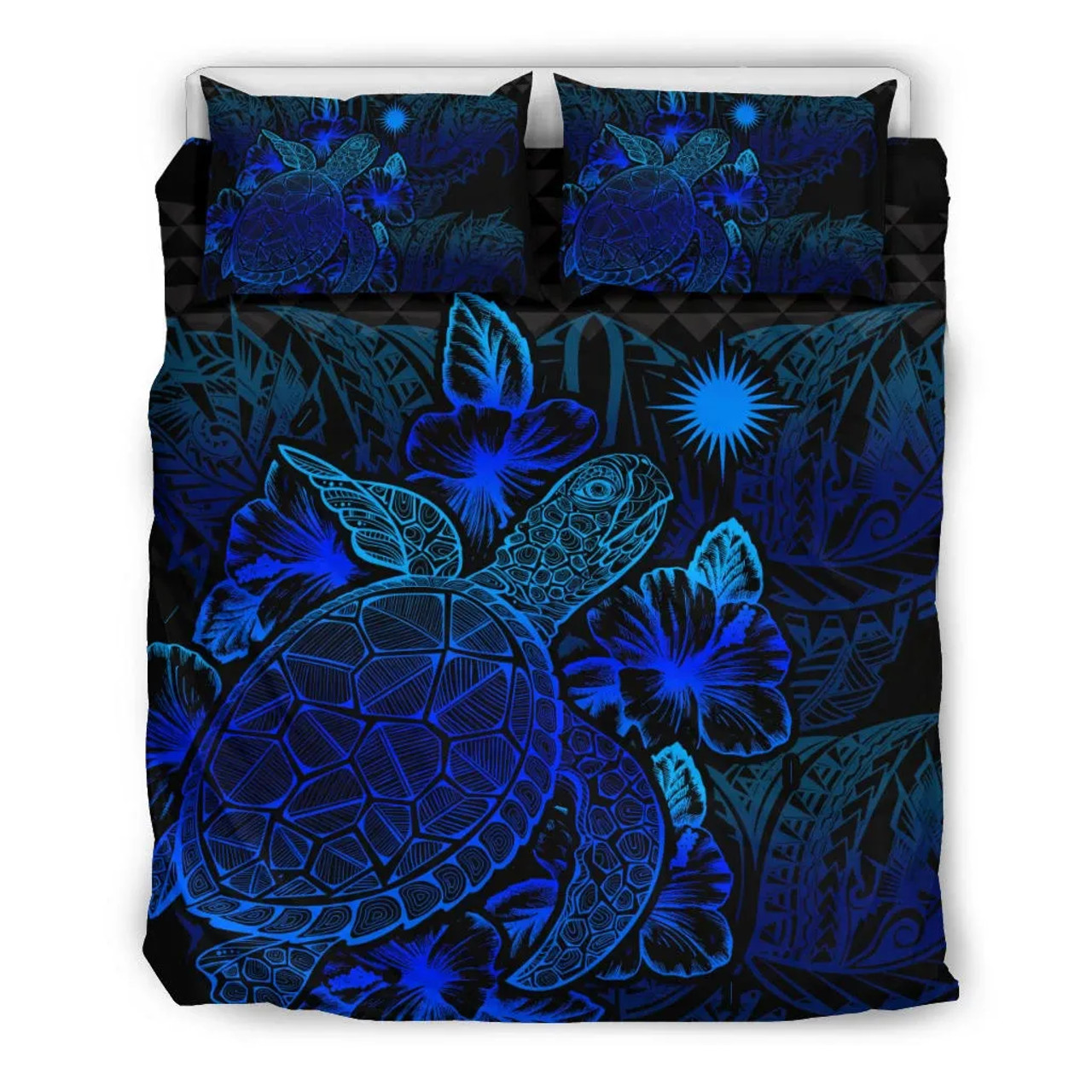 Polynesian Bedding Set - Marshall Islands Duvet Cover Set Blue Color 2