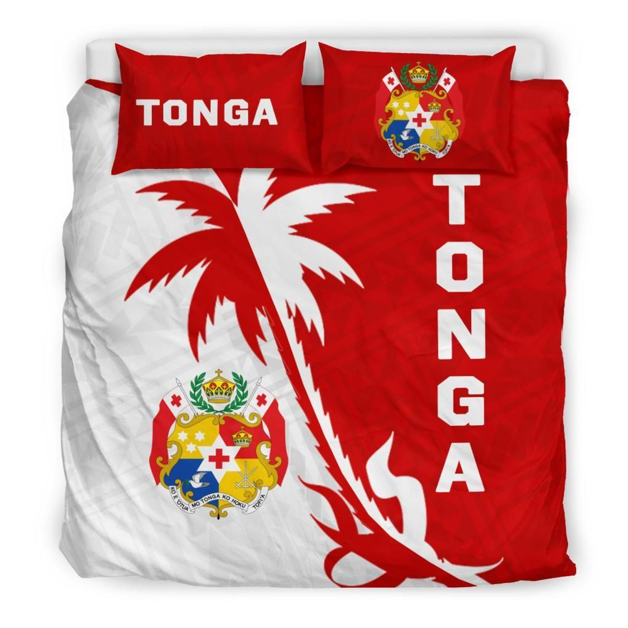 Tonga Duvet Cover Set - Tonga Coat Of Arms & Coconut Tree 1