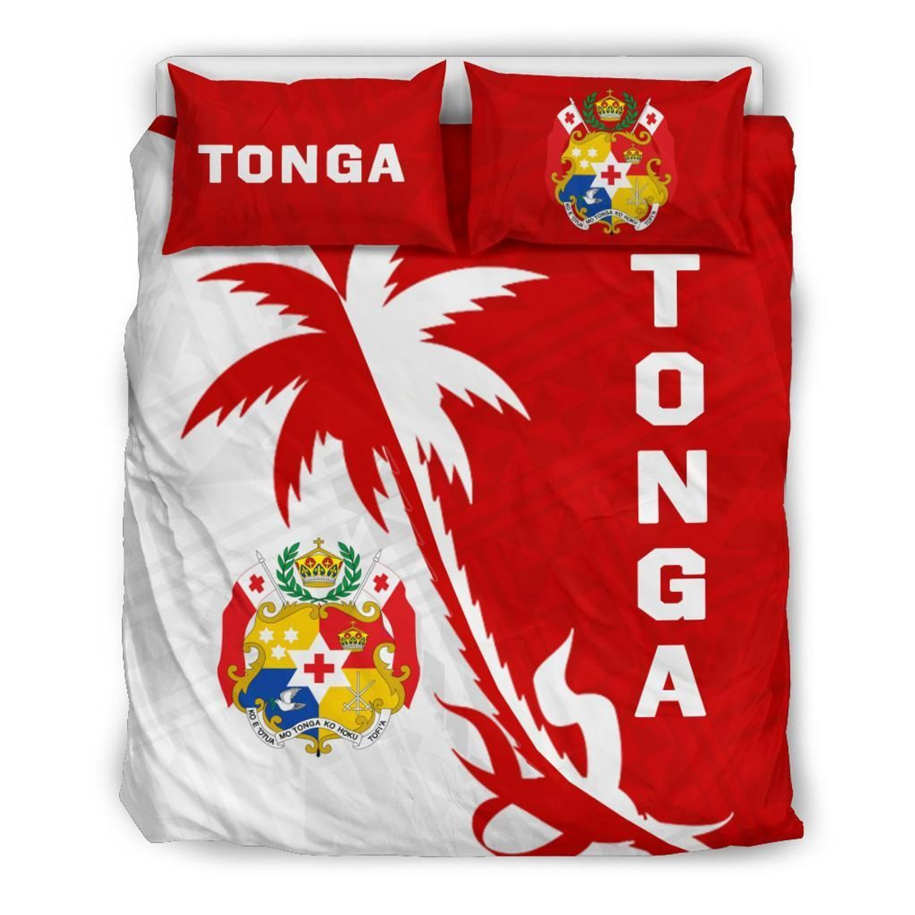 Tonga Duvet Cover Set - Tonga Coat Of Arms & Coconut Tree 2