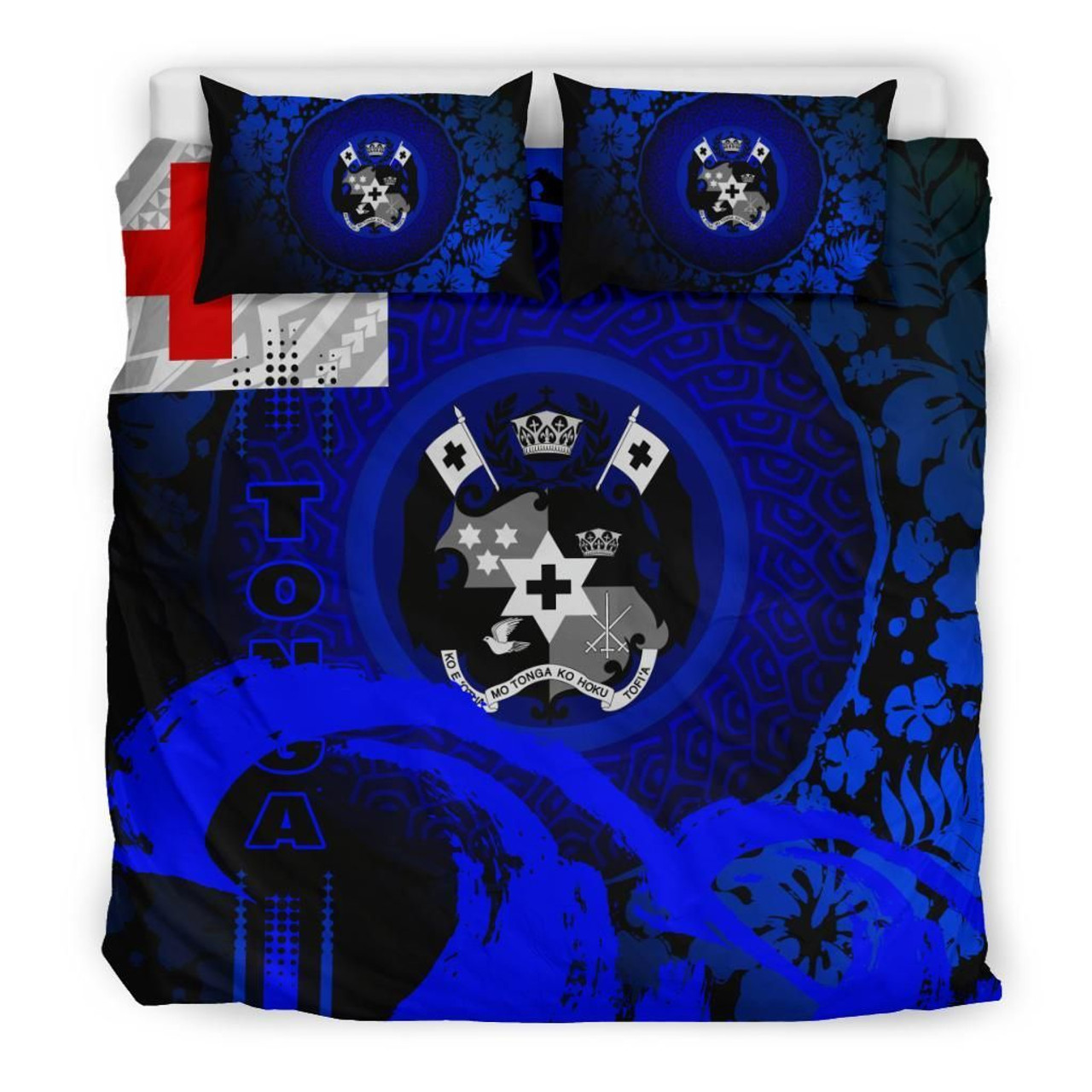 Tonga Duvet Cover Set - Hibiscus And Wave Blue 1