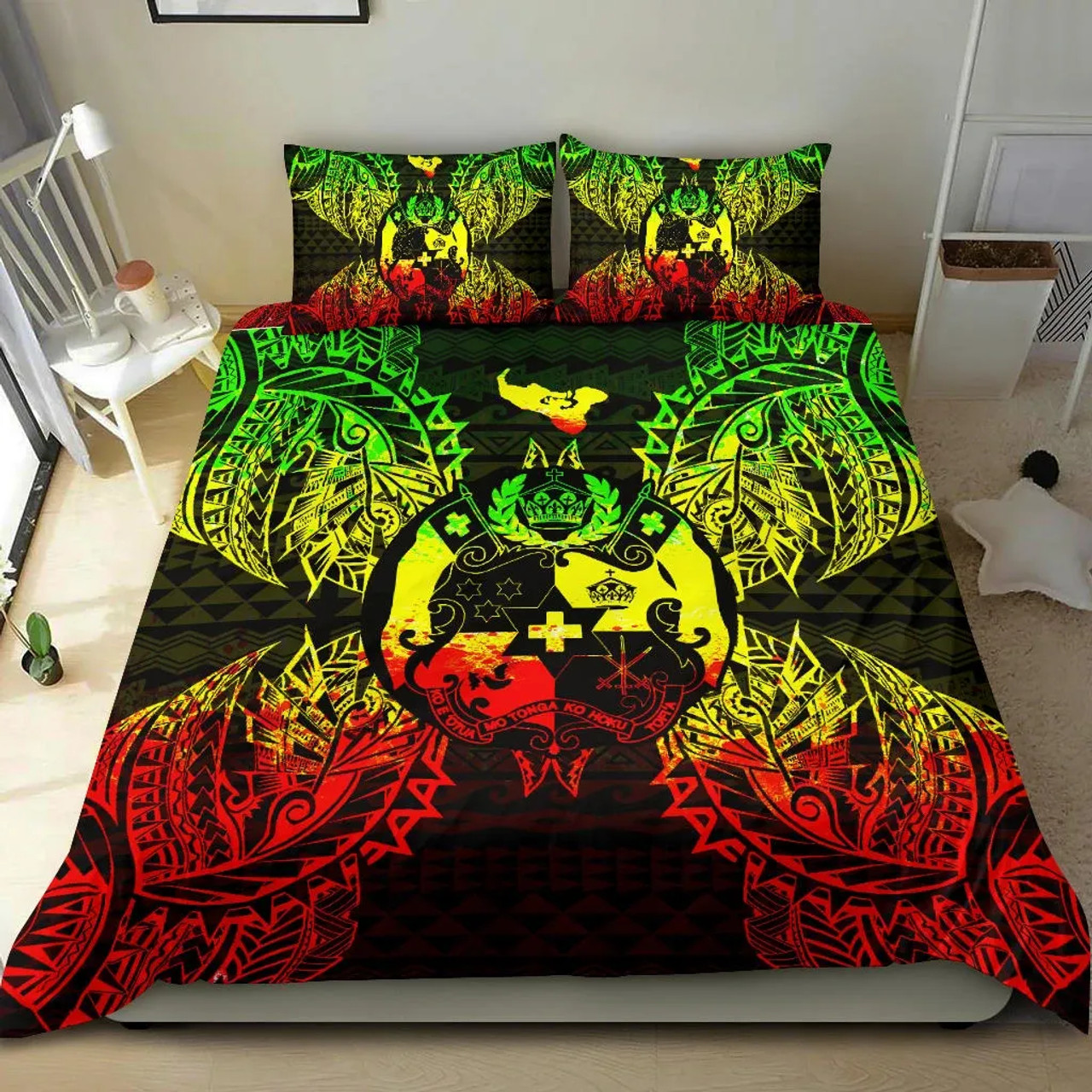 Polynesian Bedding Set - Tonga Duvet Cover Set Map Reggae 2