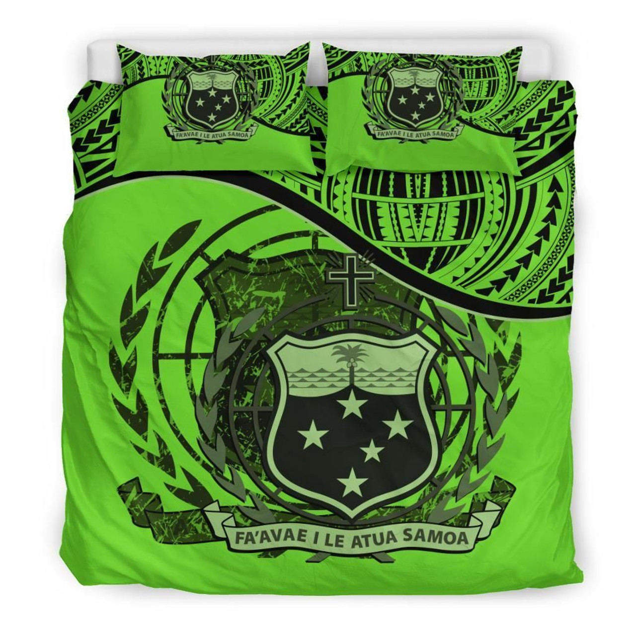 Samoa Duvet Cover Set - Special Grunge Samoa Flag Coat Of Arms Green 1