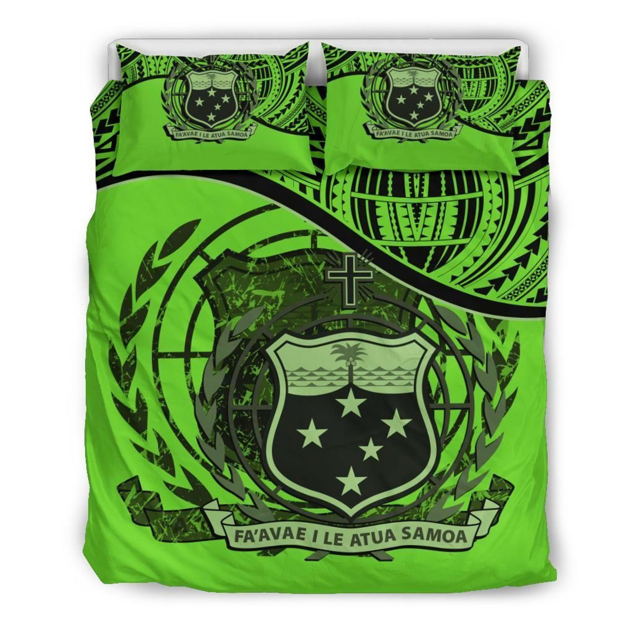 Samoa Duvet Cover Set - Special Grunge Samoa Flag Coat Of Arms Green 2