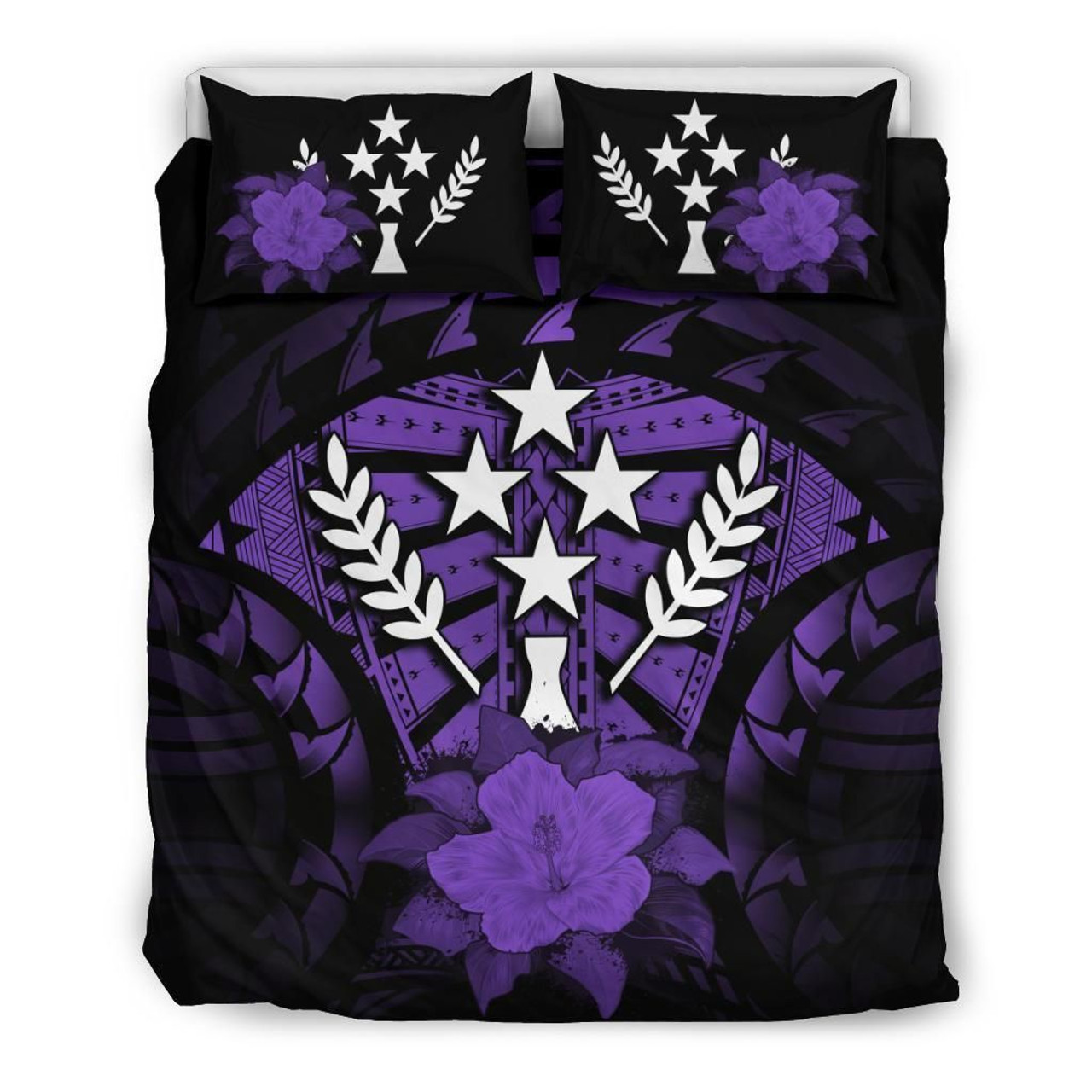 Kosrae Duvet Cover Set - Kosrae Flag & Purple Hibiscus 2