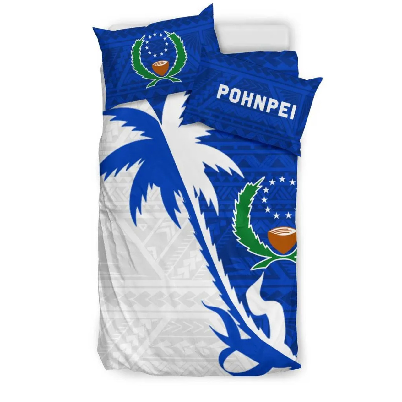 Pohnpei Duvet Cover Set - Pohnpei Flag & Coconut Tree 3