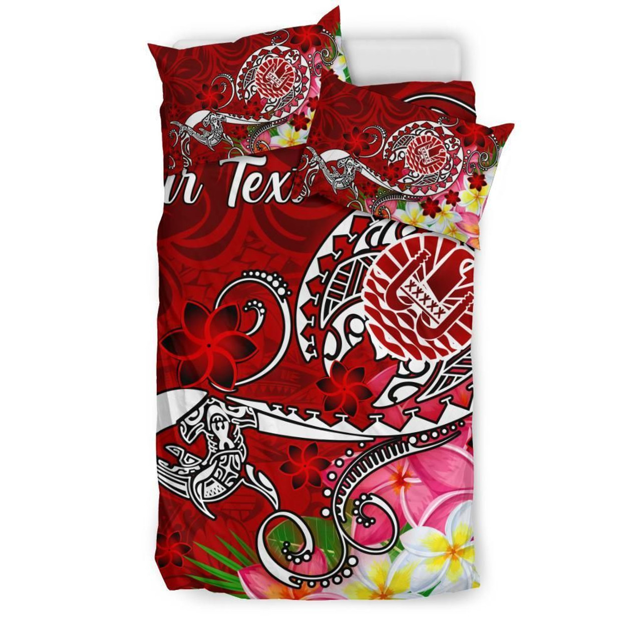 Tahiti Custom Personalised Bedding Set - Turtle Plumeria (Red) 2