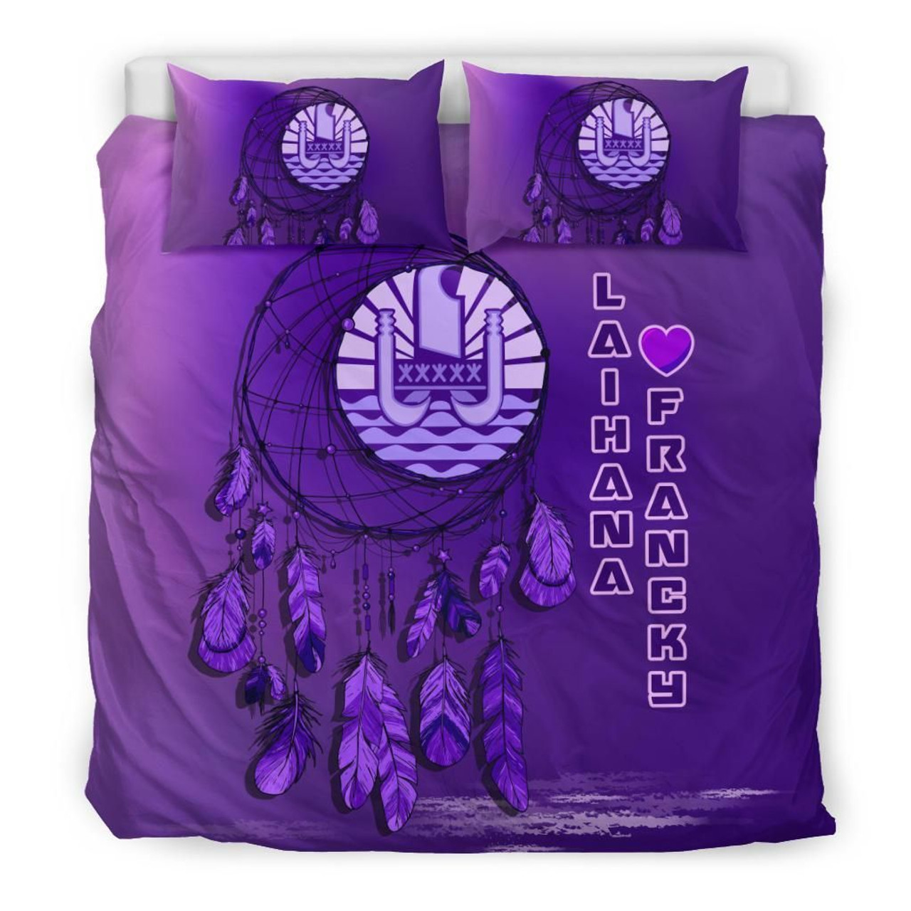 Tahiti Duvet Cover Set - Tahiti Coat Of Arms Dreamcatcher Custom Personalised Purple 1