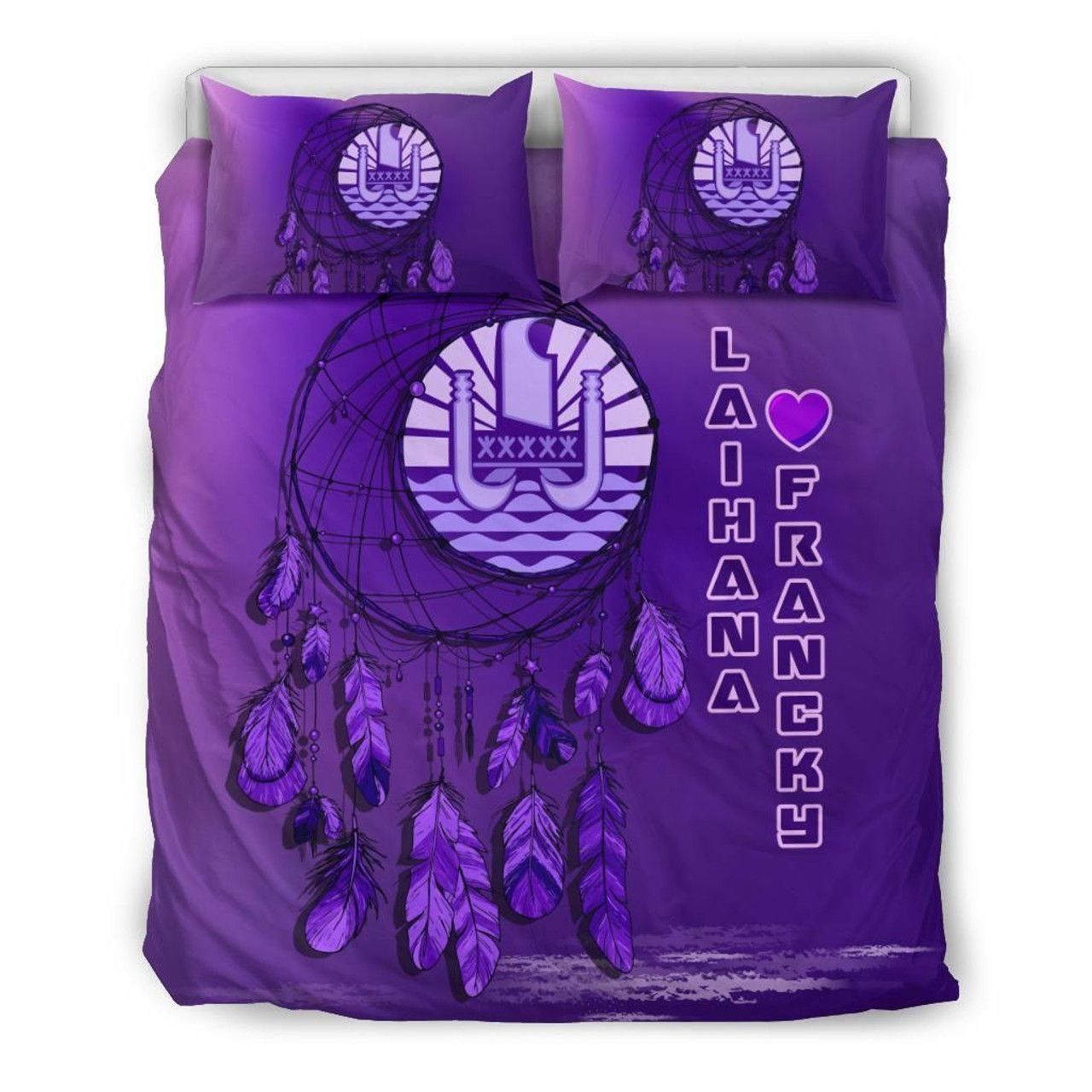 Tahiti Duvet Cover Set - Tahiti Coat Of Arms Dreamcatcher Custom Personalised Purple 2