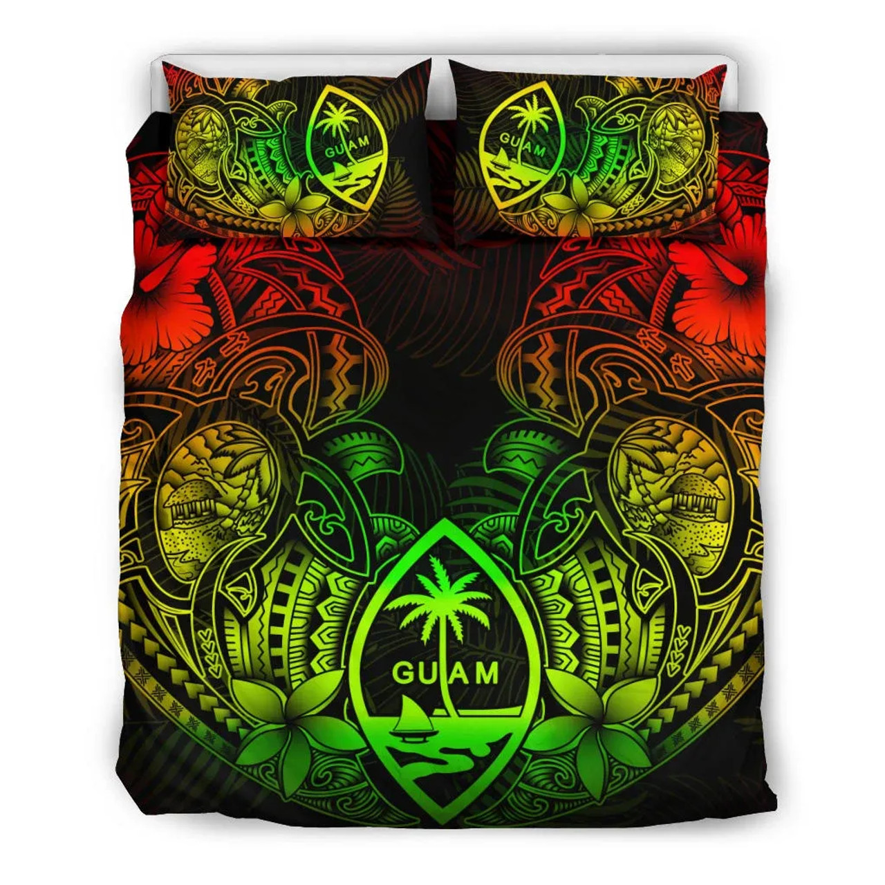 Polynesian Bedding Set - Guam Duvet Cover Sets - Reggae Turtle Homeland Notext 3