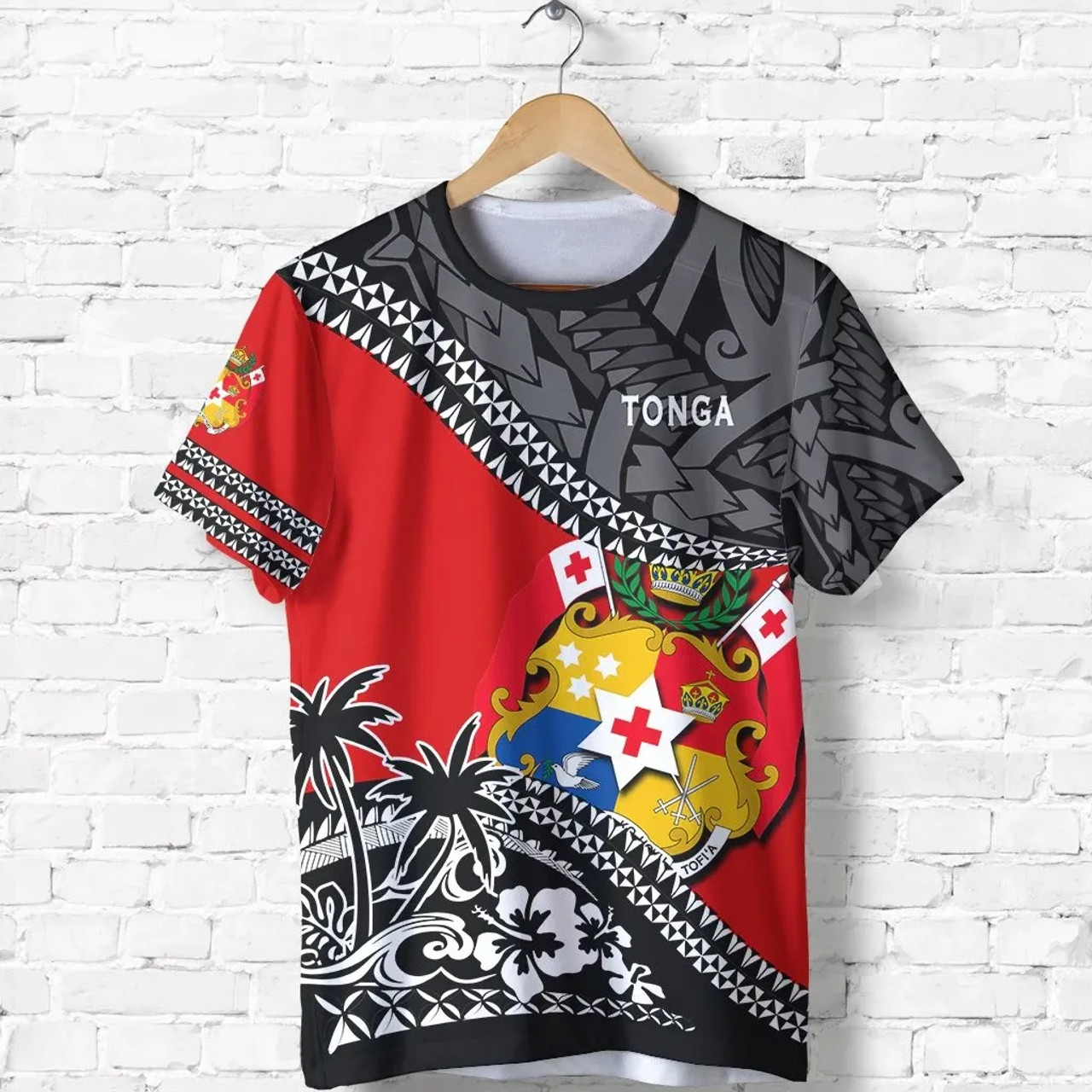 Tonga T-Shirts - Tonga Coat Of Arms Fall In The Wave 1