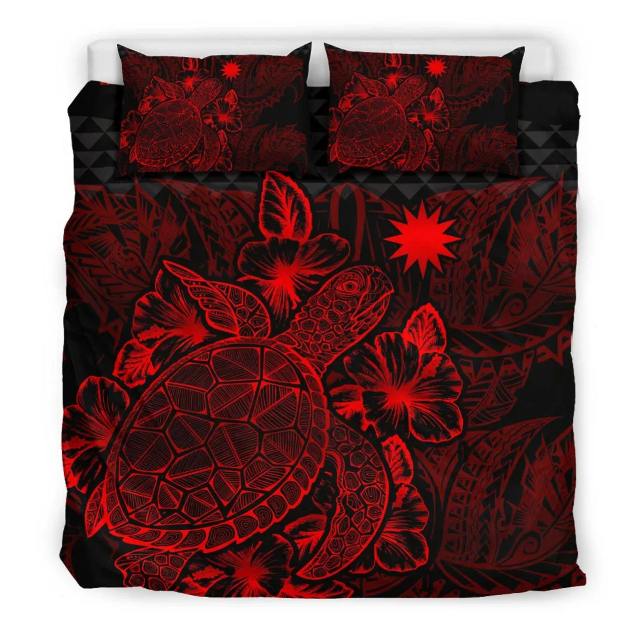 Polynesian Bedding Set - Nauru Duvet Cover Set Red Color 1