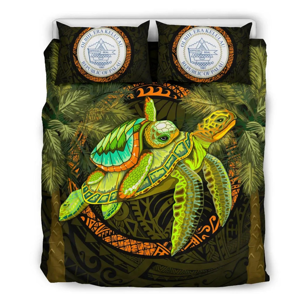 Palau Bedding Set - Polynesian Turtle Palm Tree 3