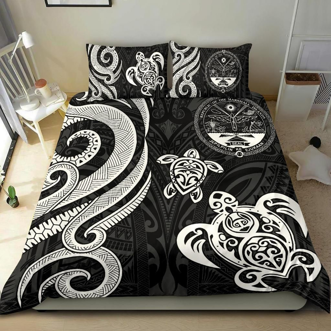 Marshall Islands Bedding Set - Tentacle Turtle White 1