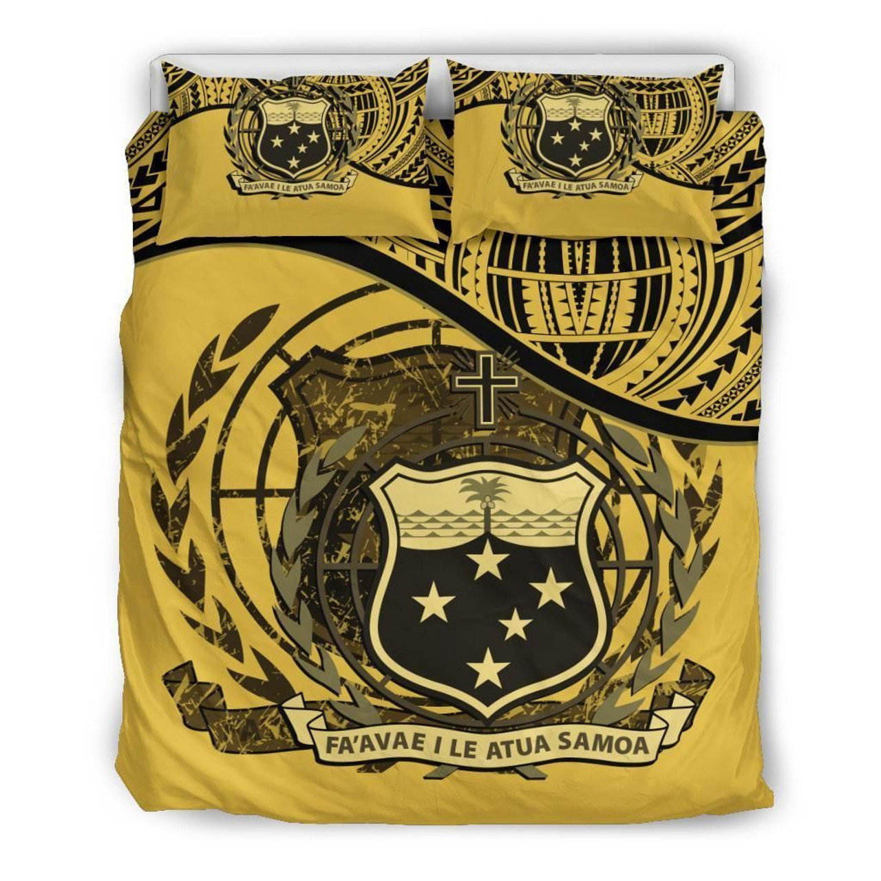 Samoa Duvet Cover Set - Special Grunge Samoa Flag Coat Of Arms Yellow 2