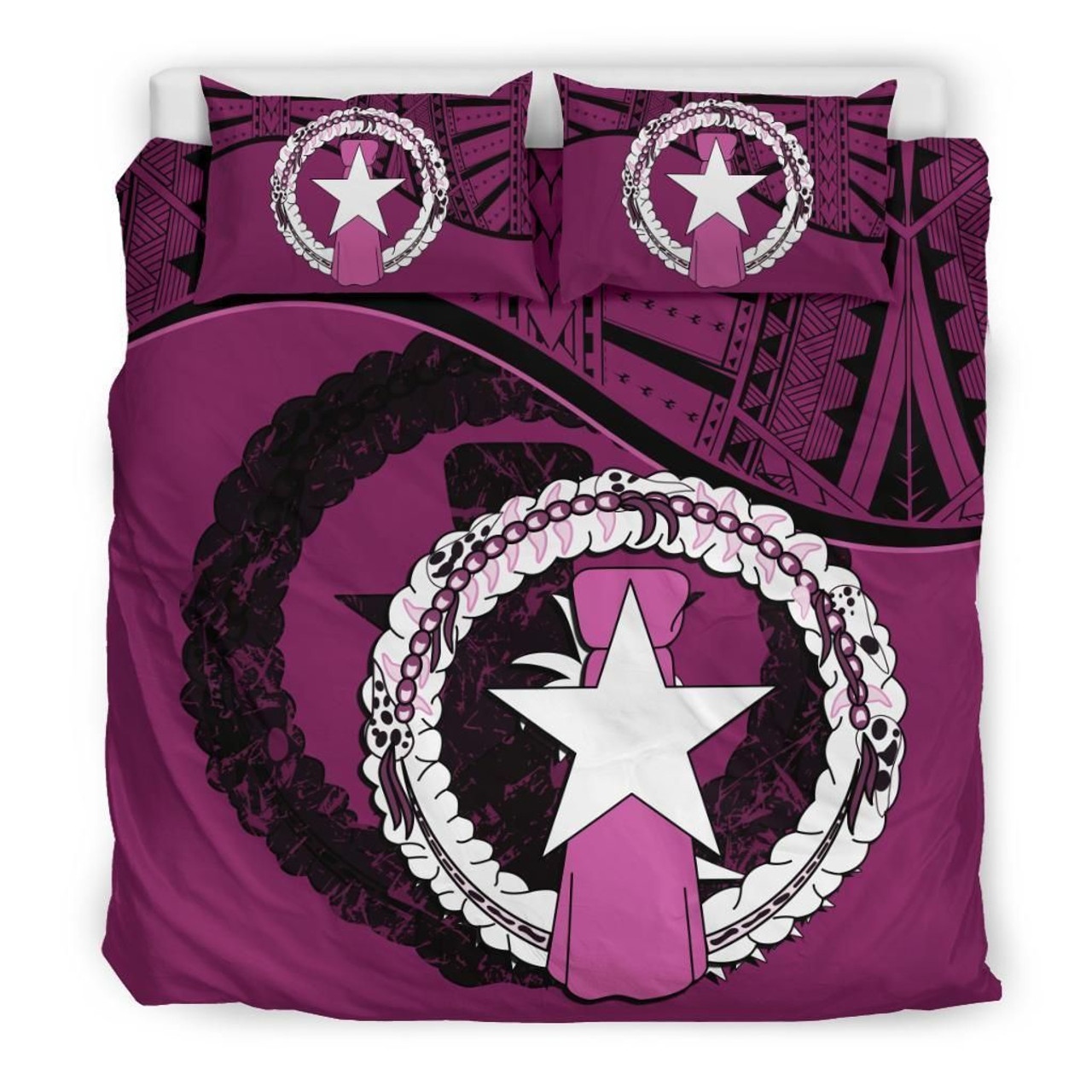 Northern Mariana Islands Duvet Cover Set - Northern Mariana Islands Flag Dark Pink 1