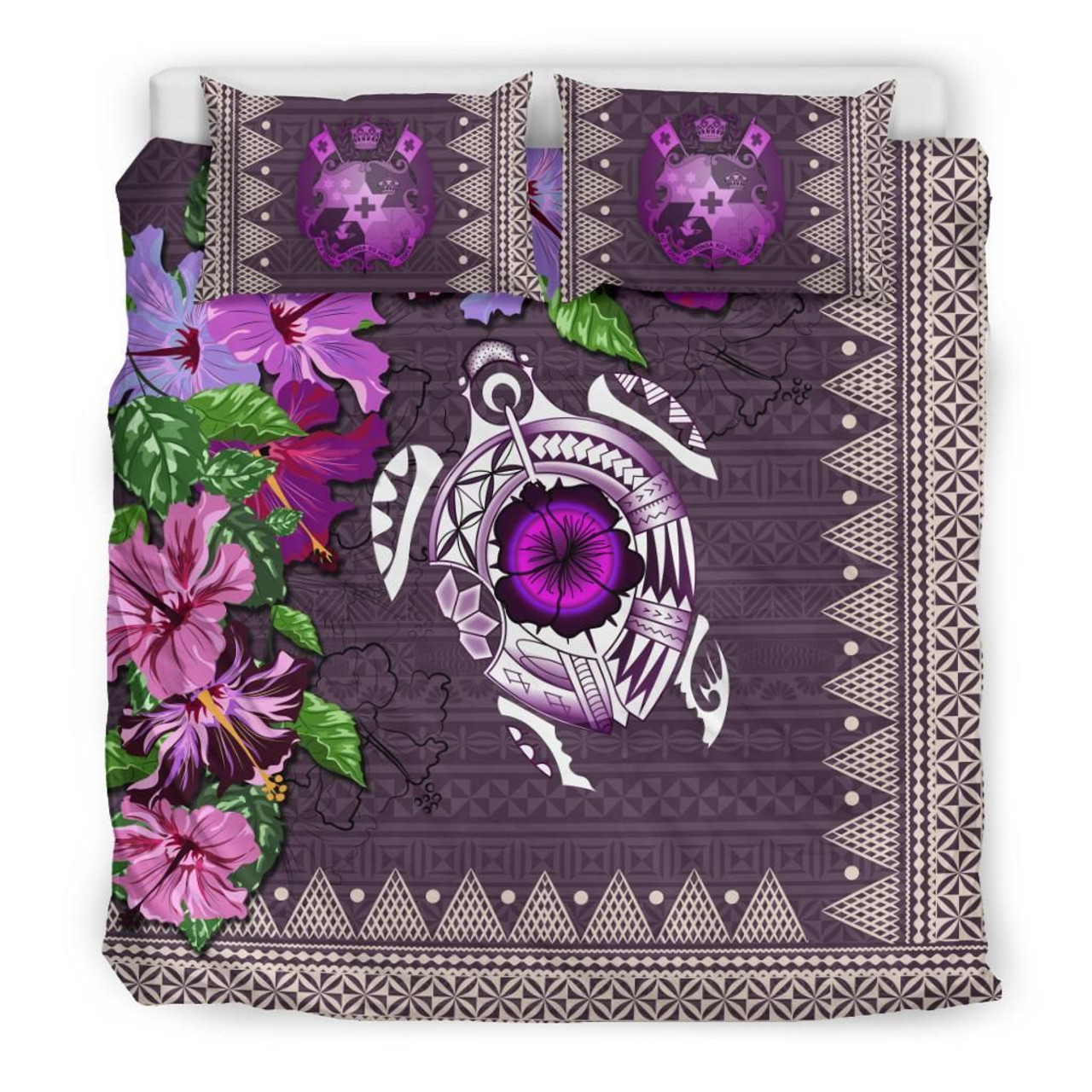 Polynesian Duvet Cover Set - Tonga Bedding Set Turtle Hibiscus 1