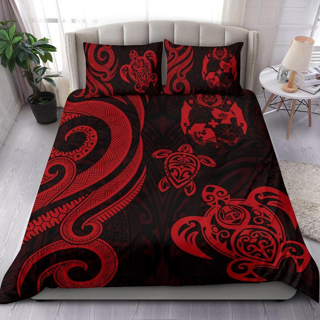 Tonga Polynesian Bedding Set - Turtle With Plumeria And Hibiscus 5